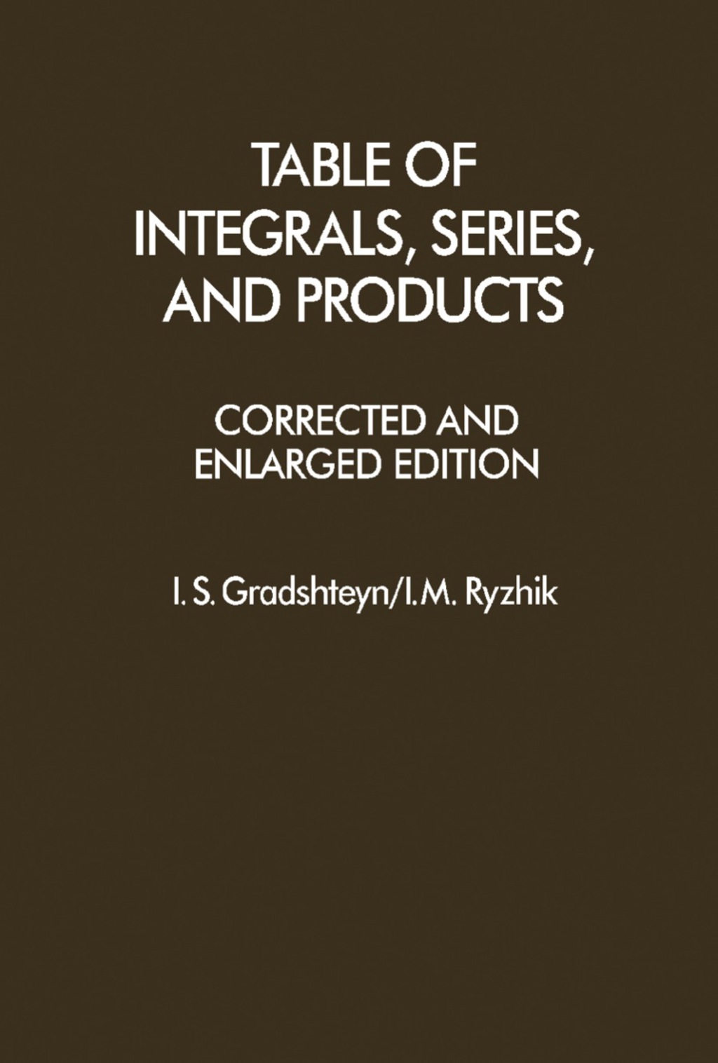 Table of Integrals, Series, and Products 