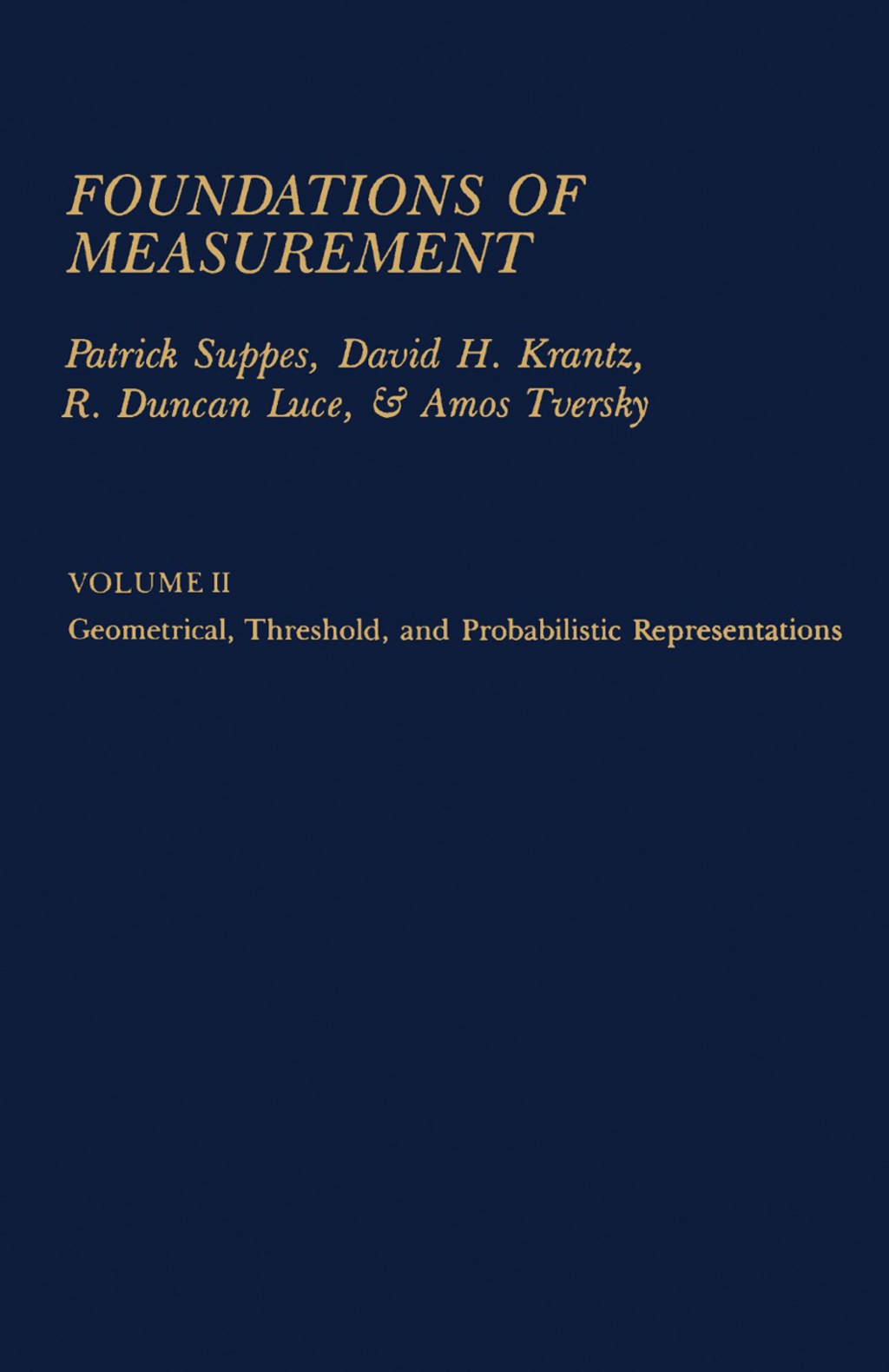 Foundations of Measurement Volume 2 