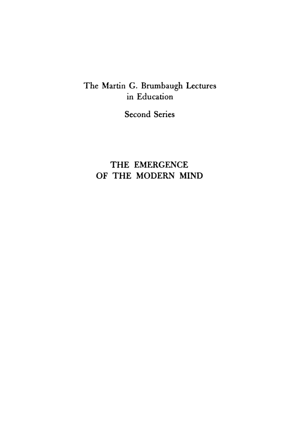 The Emergence of the Modern Mind 