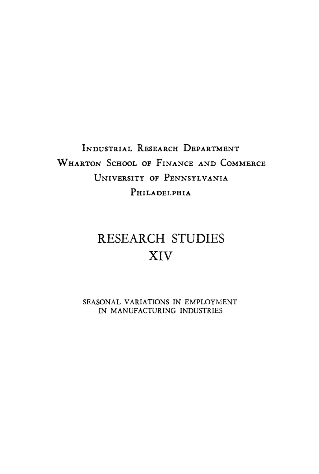 Seasonal Variations in Employment in Manufacturing Industries A Statistical Study Based on Census Data 