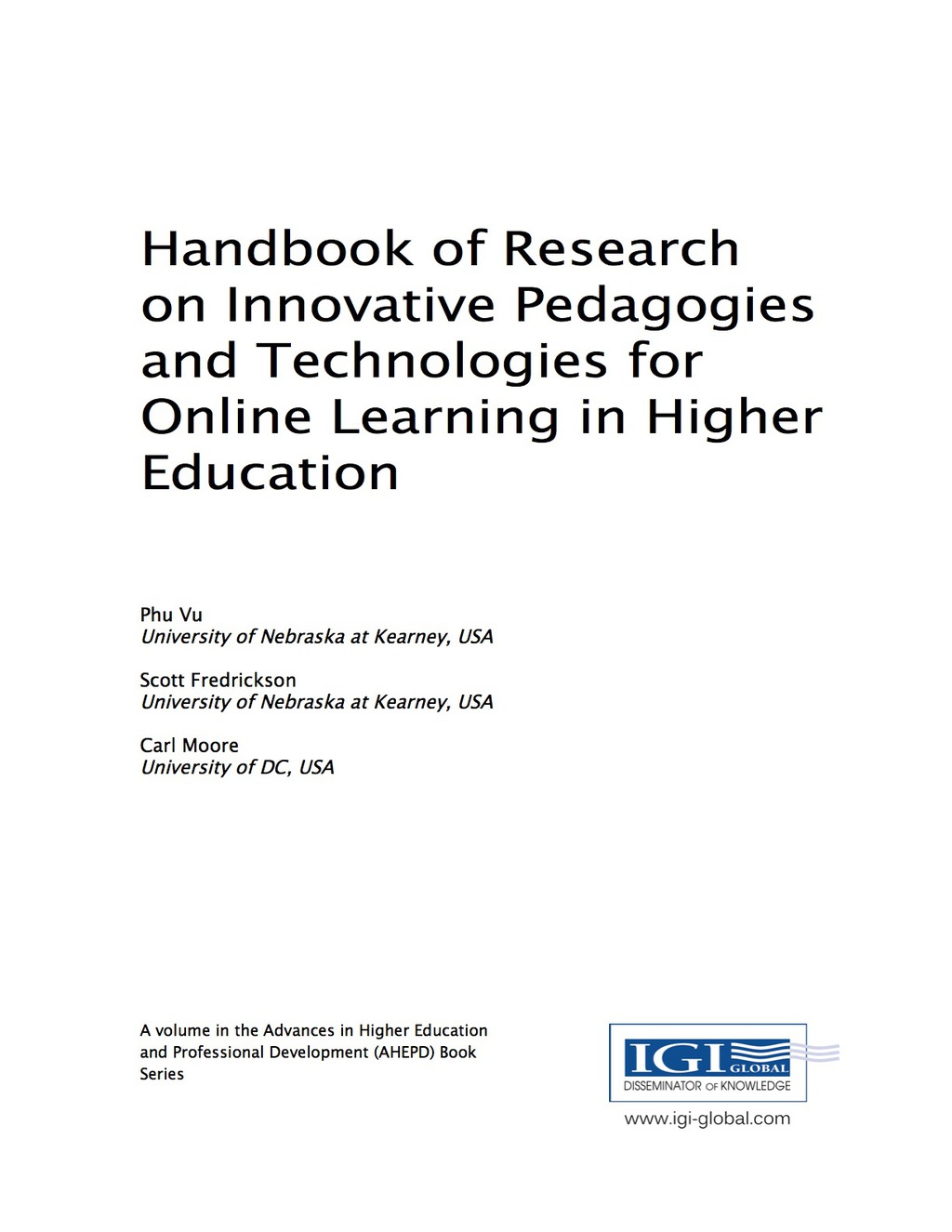 Handbook of Research on Innovative Pedagogies and Technologies for Online Learning in Higher Education 