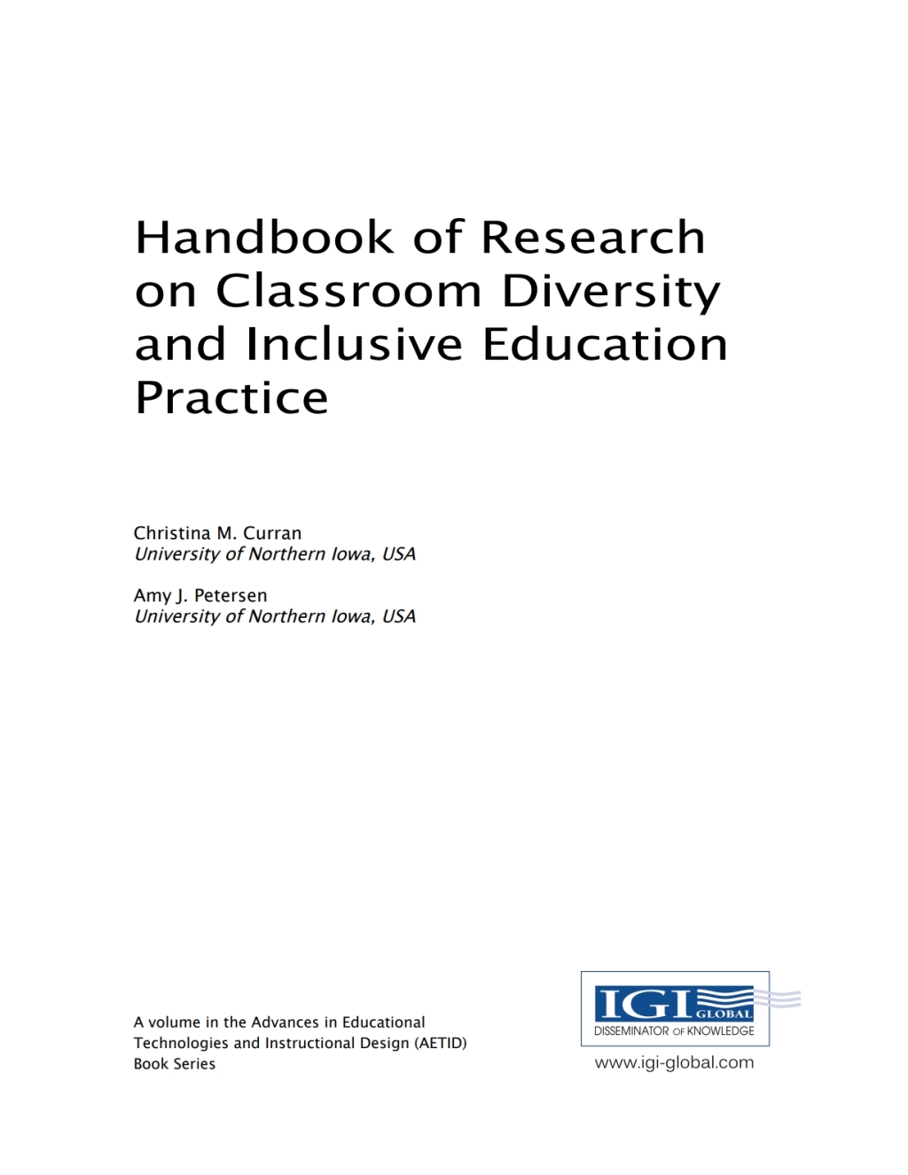 Handbook of Research on Classroom Diversity and Inclusive Education Practice 