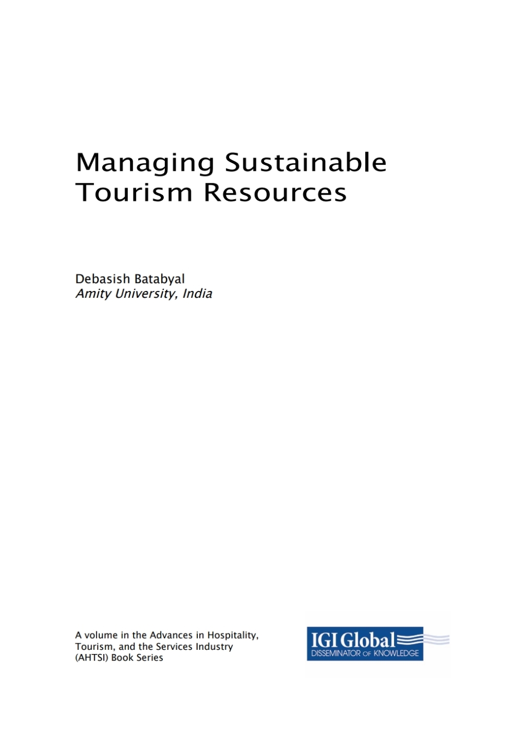 Managing Sustainable Tourism Resources 