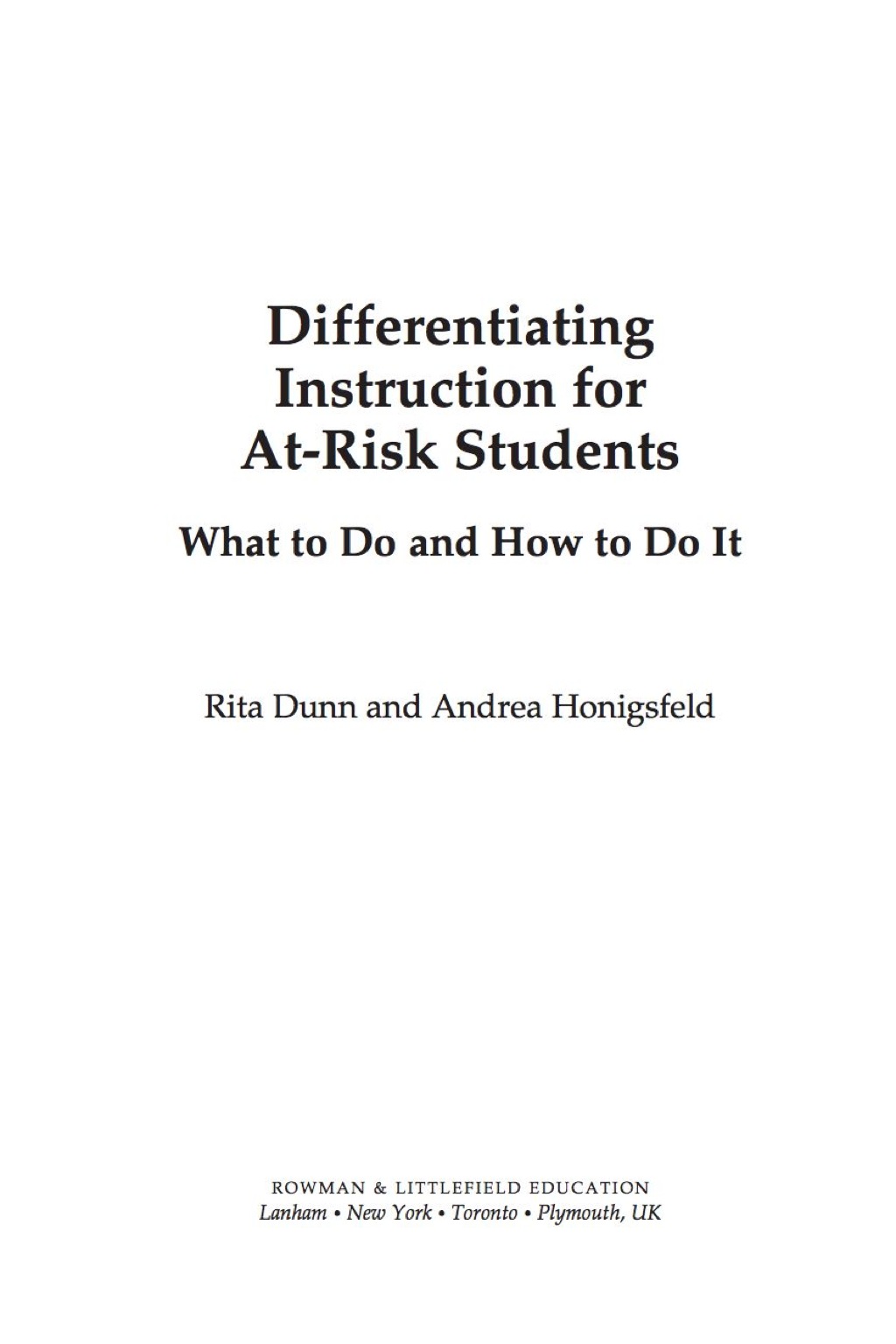 Differentiating Instruction for At-Risk Students What to Do and How to Do It 1st Edition
