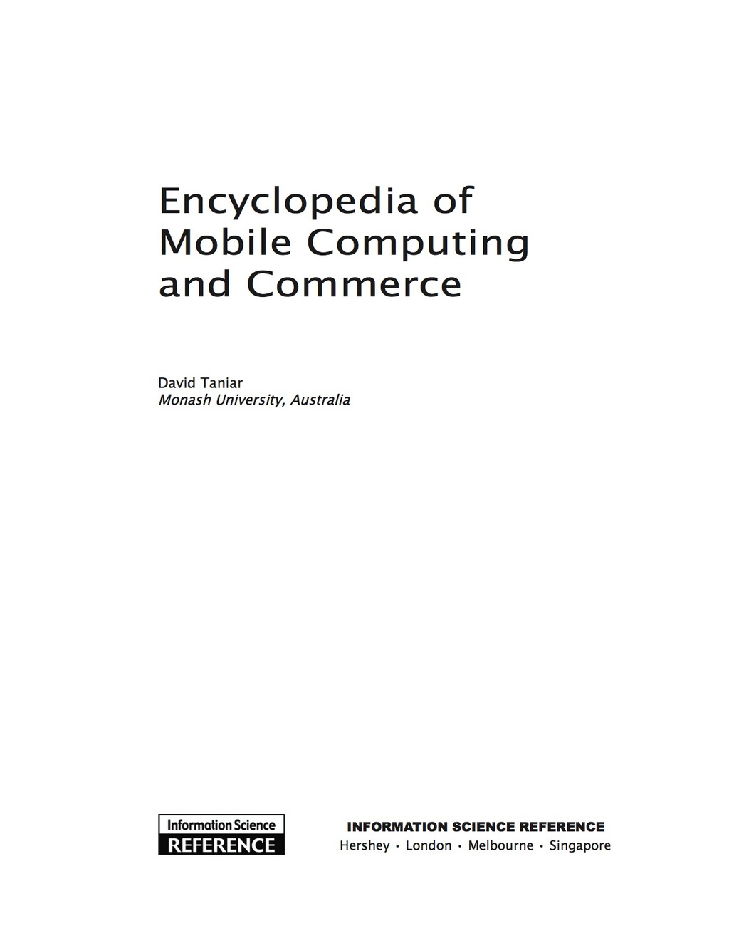 Encyclopedia of Mobile Computing and Commerce 