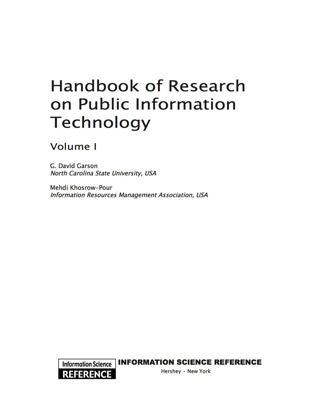 Handbook of Research on Public Information Technology 