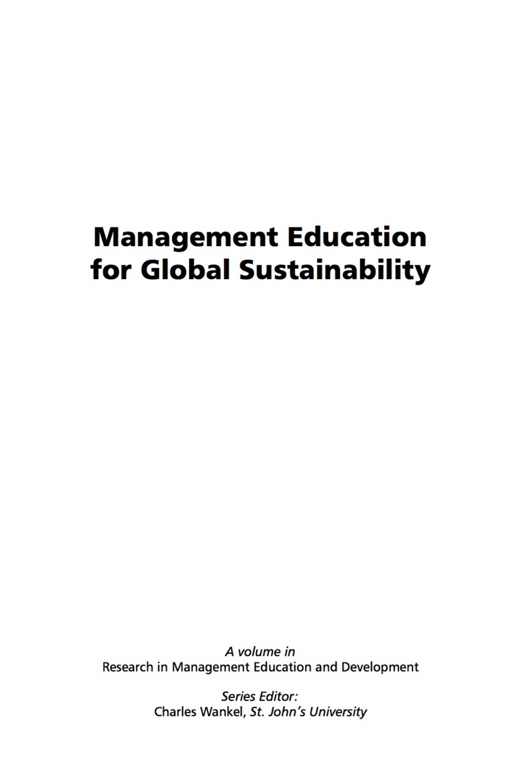 Management Education for Global Sustainability 