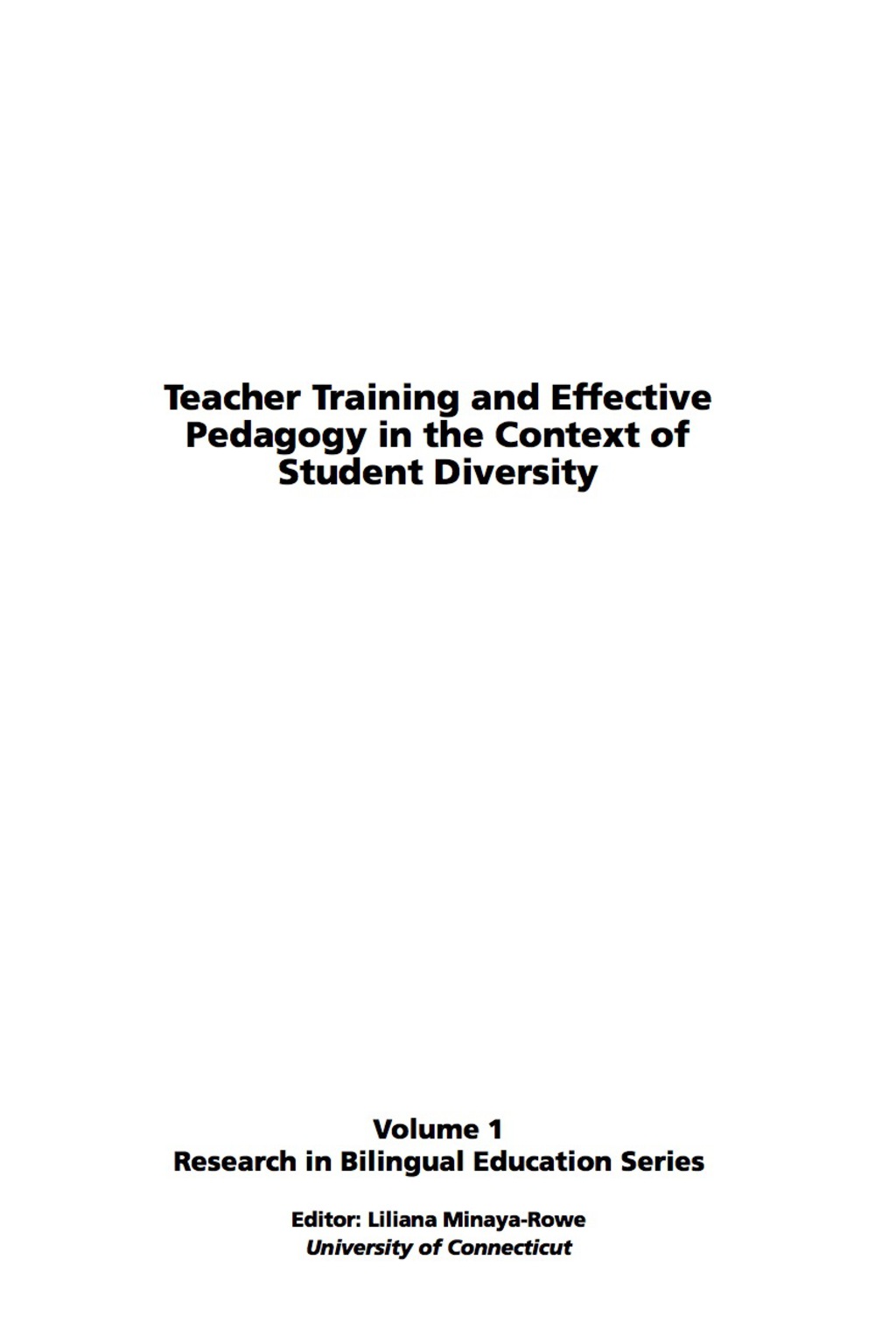 Teacher Training and Effective Pedagogy in the Context of Student Diversity 