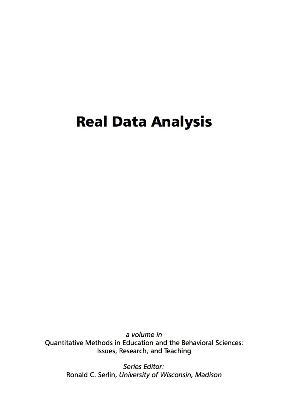 Real Data Analysis 