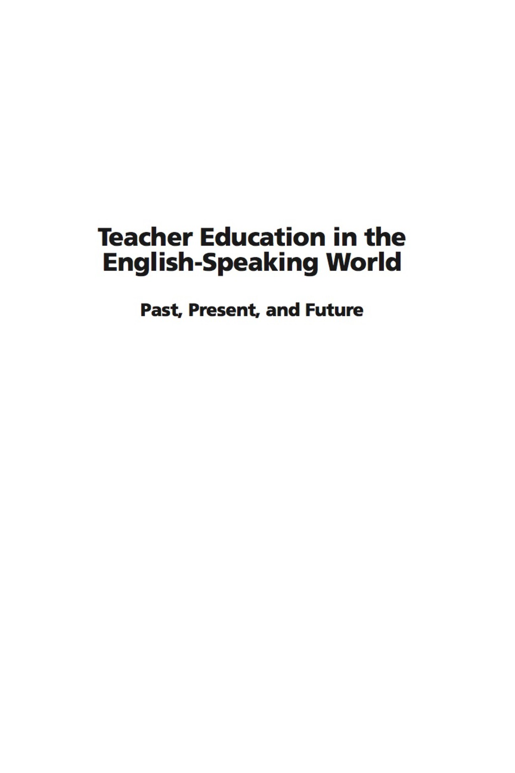 Teacher Education in the English-Speaking World 