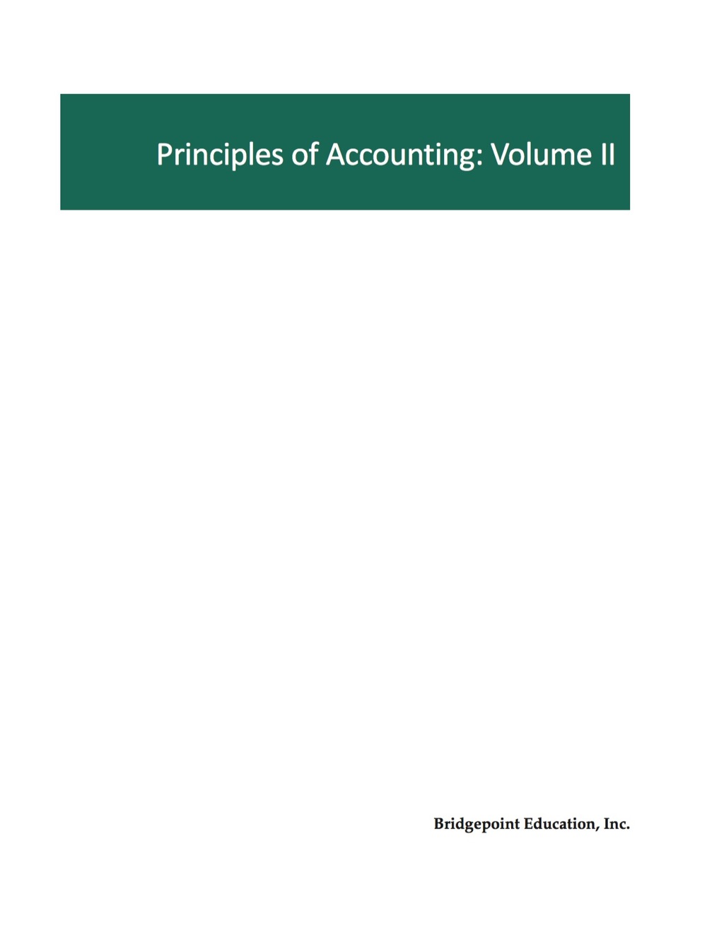 Principles of Accounting, Volume II 1st Edition