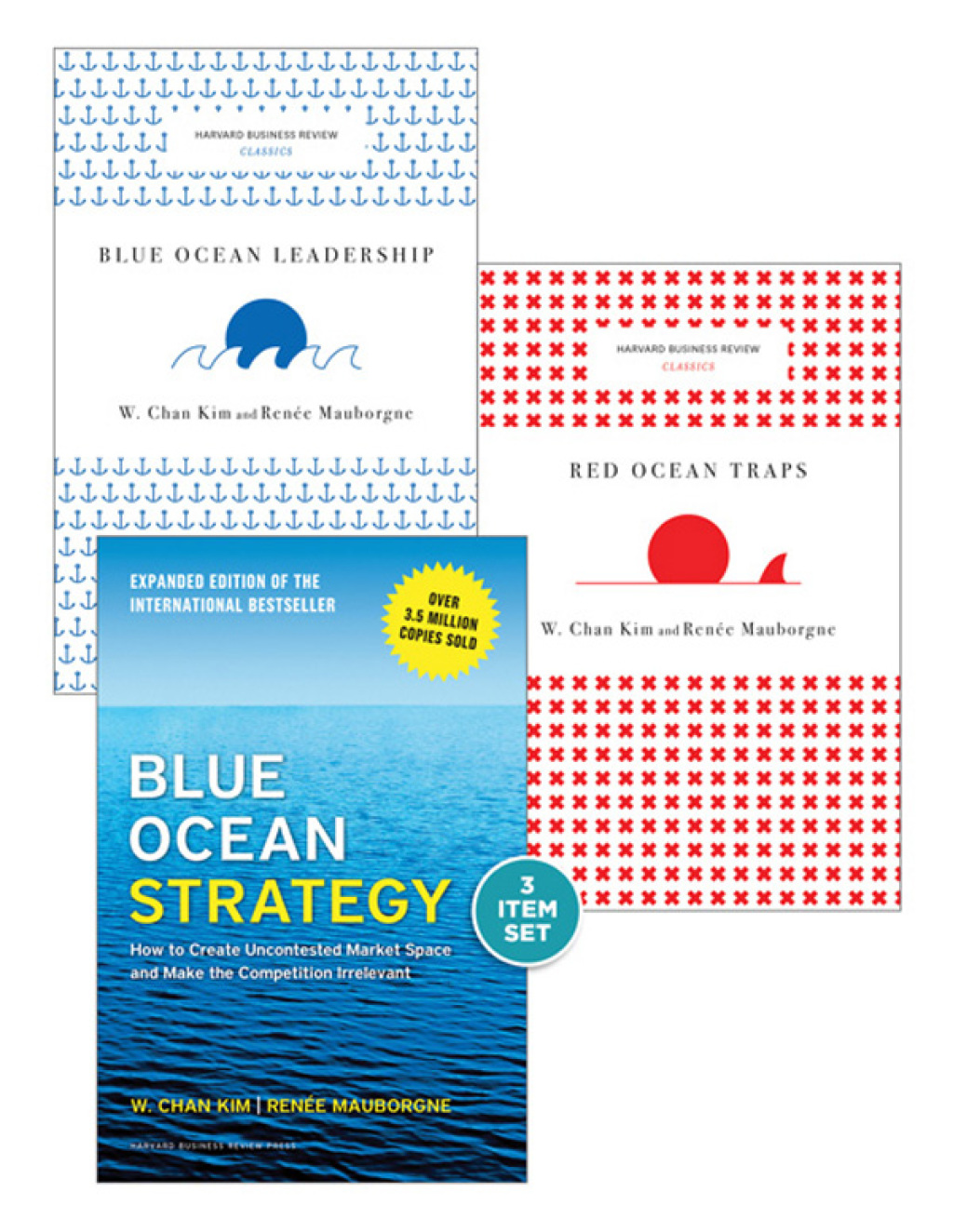 Blue Ocean Strategy with Harvard Business Review Classic Articles "Blue Ocean Leadership" and "Red Ocean Traps" (3 Books) 
