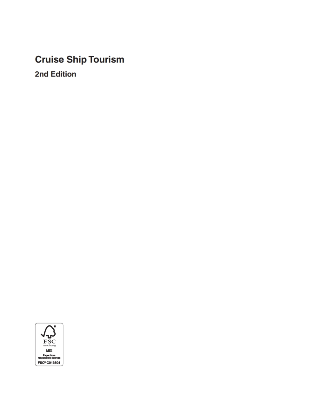 Cruise Ship Tourism 2nd Edition