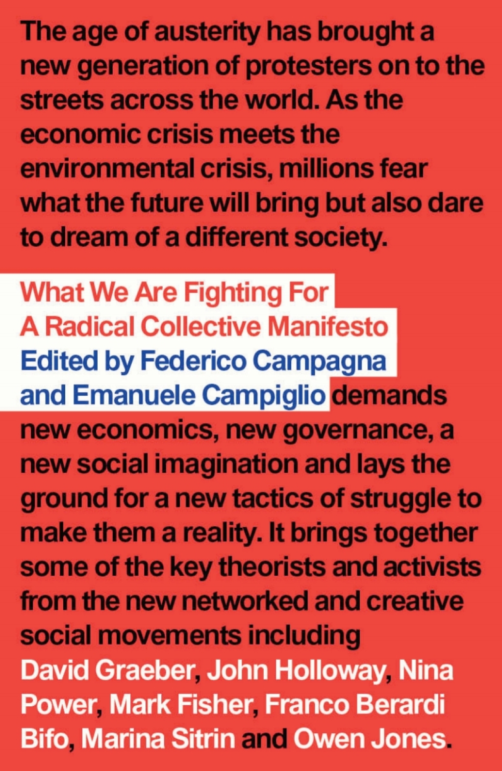 What We Are Fighting For A Radical Collective Manifesto 1st Edition