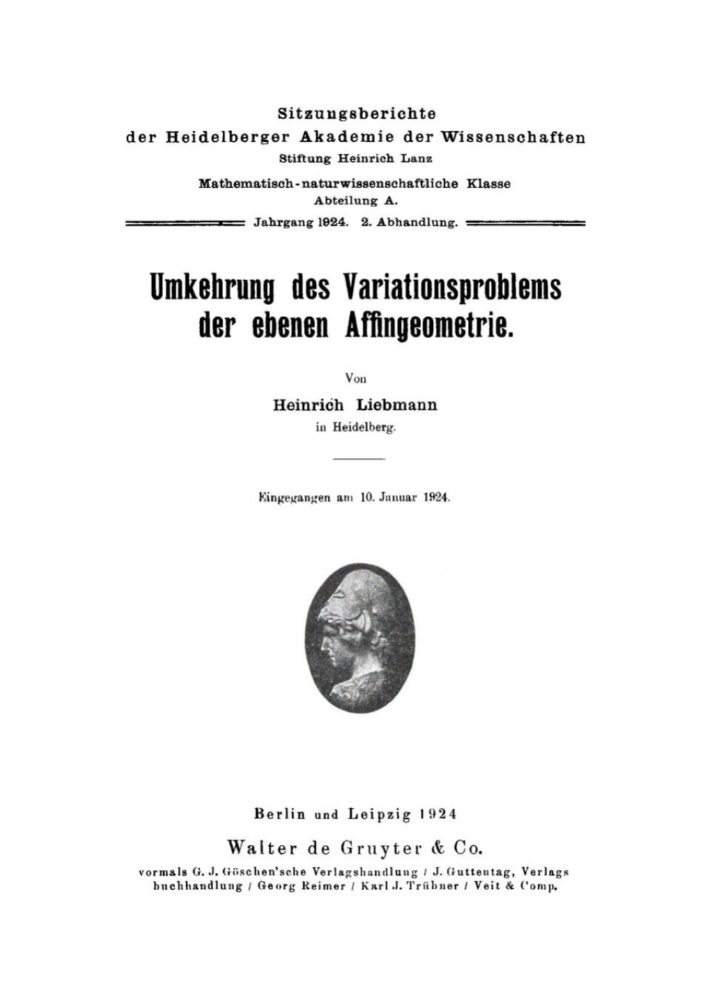Umkehrung des Variationsproblems der ebenen Affingeometrie 1st Edition