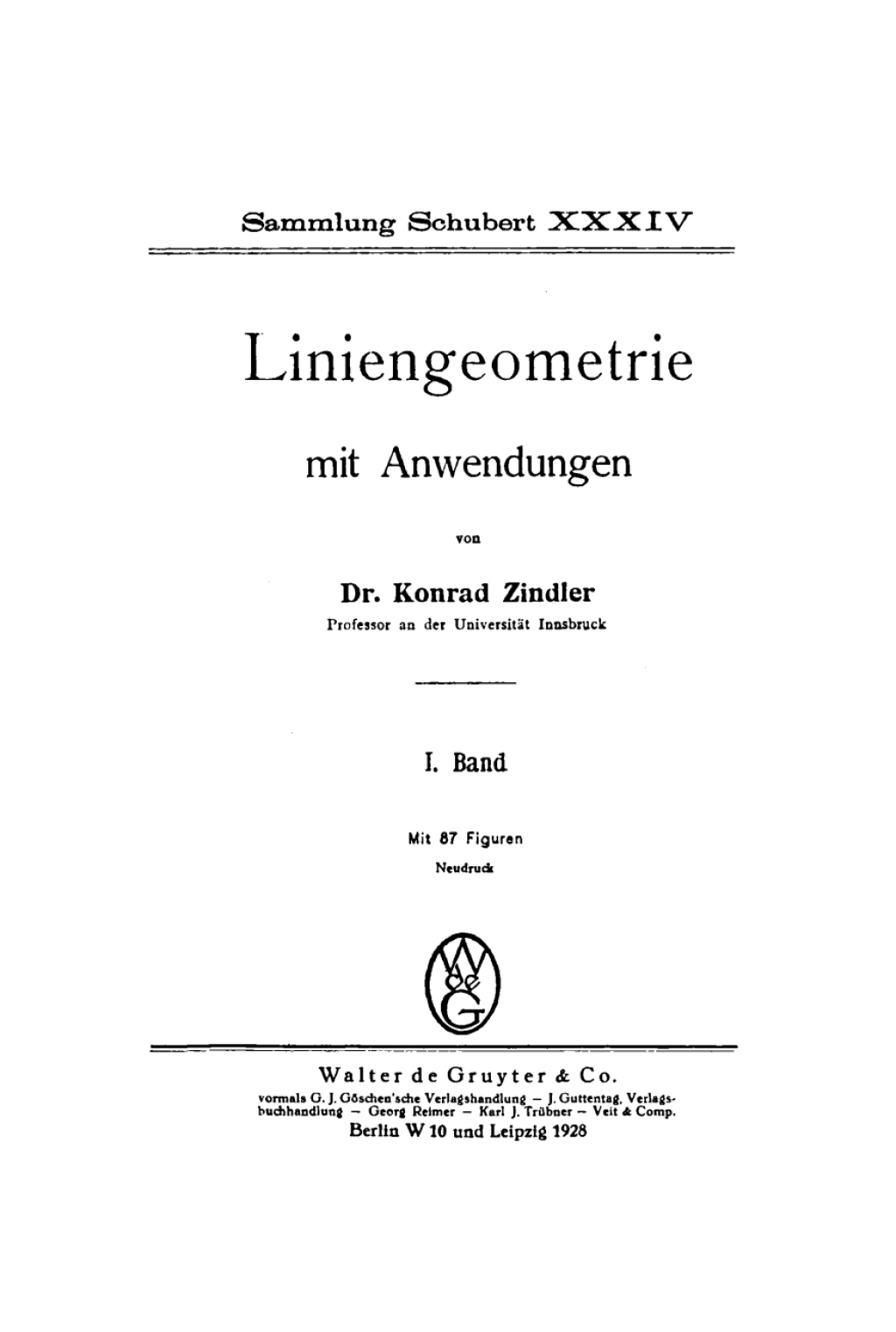 Liniengeometrie mit Anwendungen 1st Edition