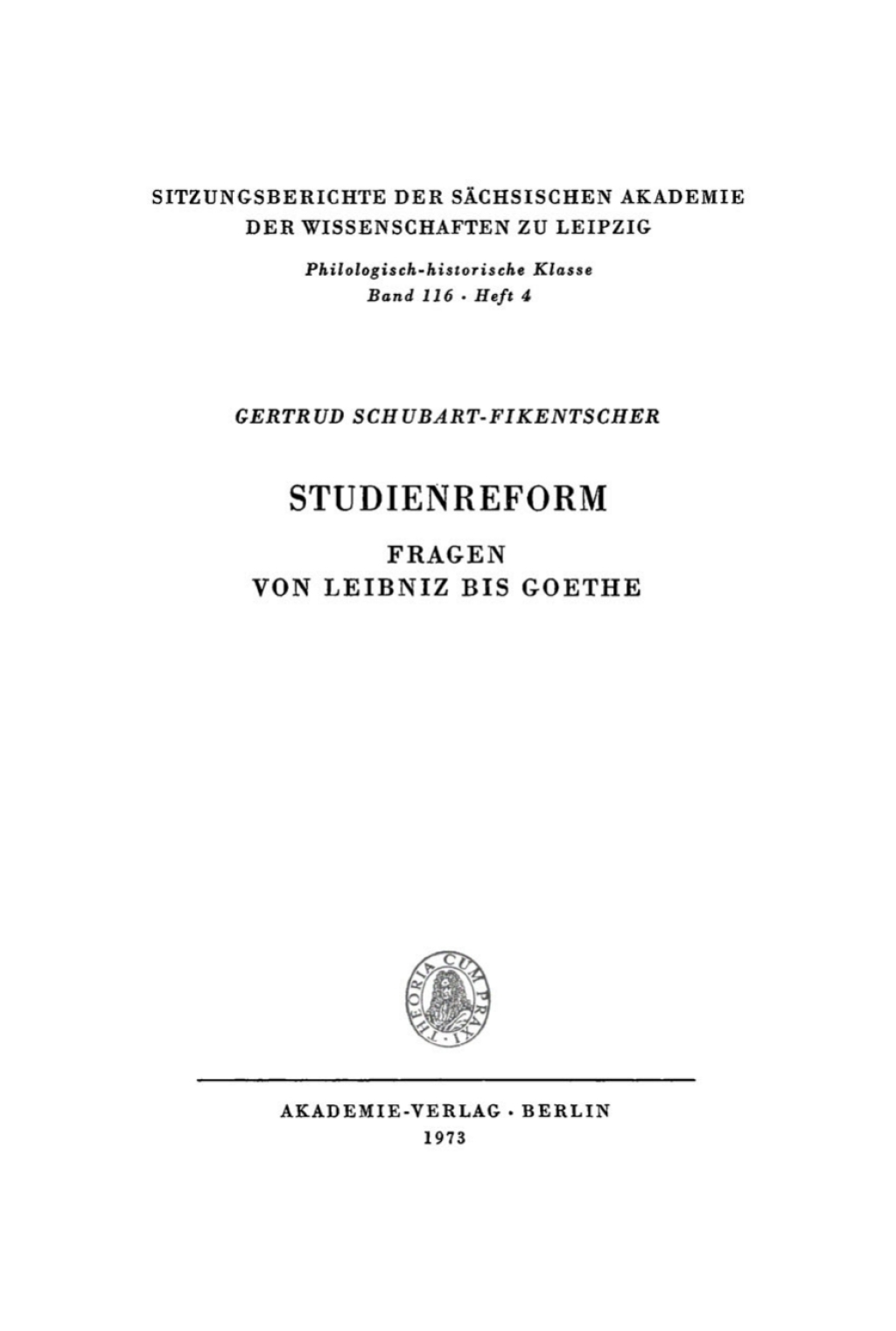 Studienreform Fragen von Leibniz bis Goethe 1st Edition