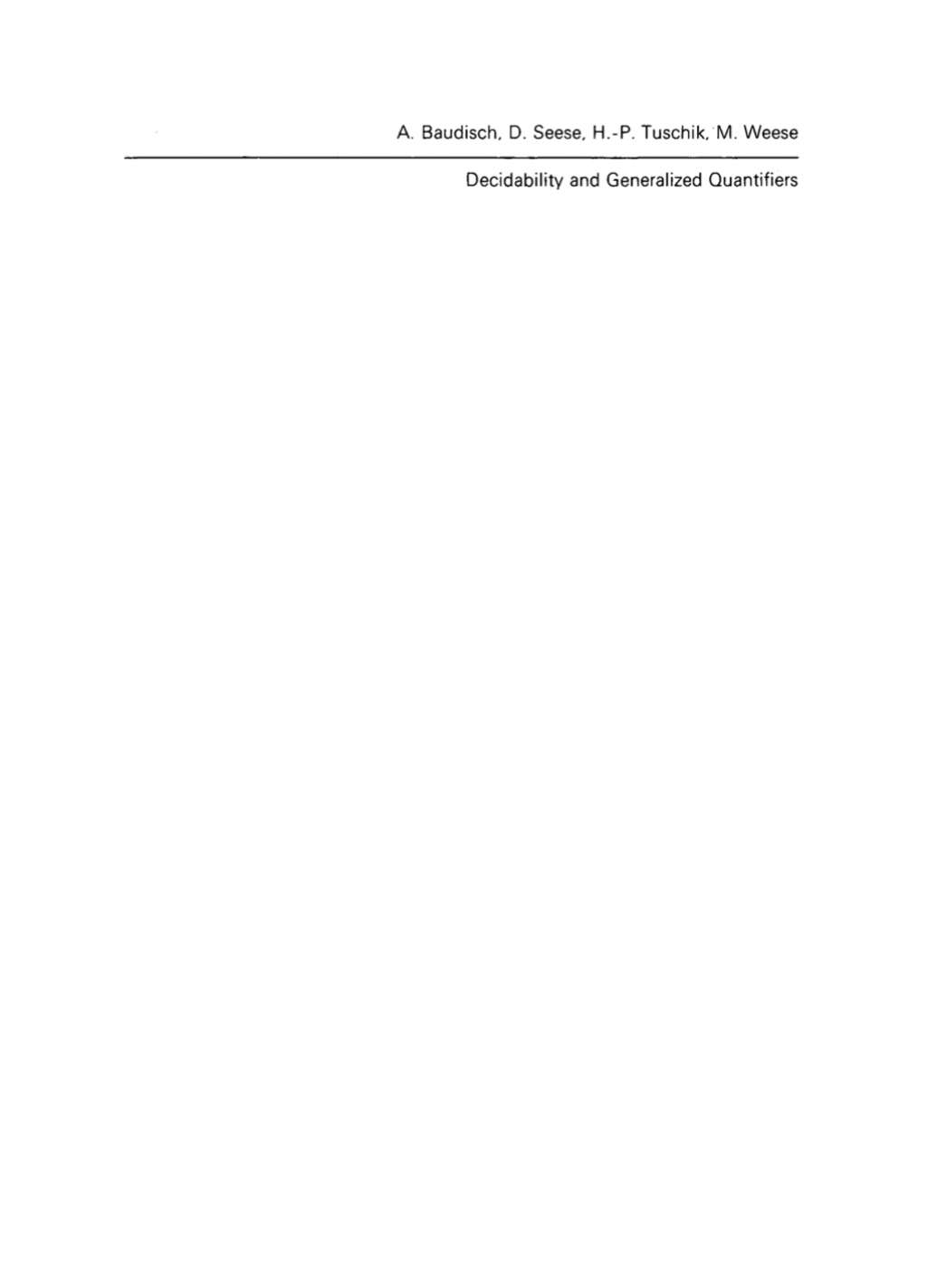 Decidability and Generalized Quantifiers 1st Edition