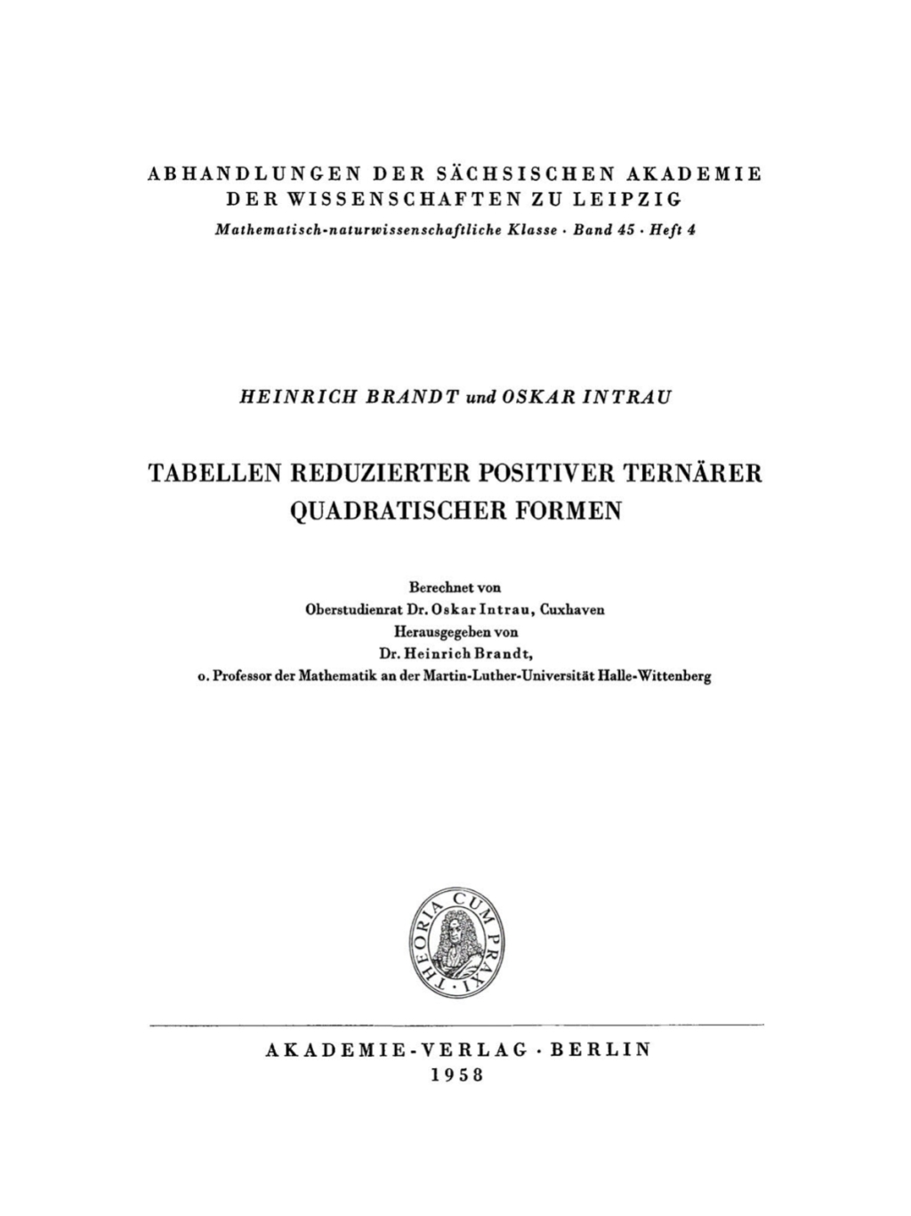 Tabellen reduzierter positiver ternÃ¢â‚¬Å¡ÃƒÂ ÃƒÂ¶Ã‚Â¬ÃƒÅ¸rer quadratischer Formen 1st Edition