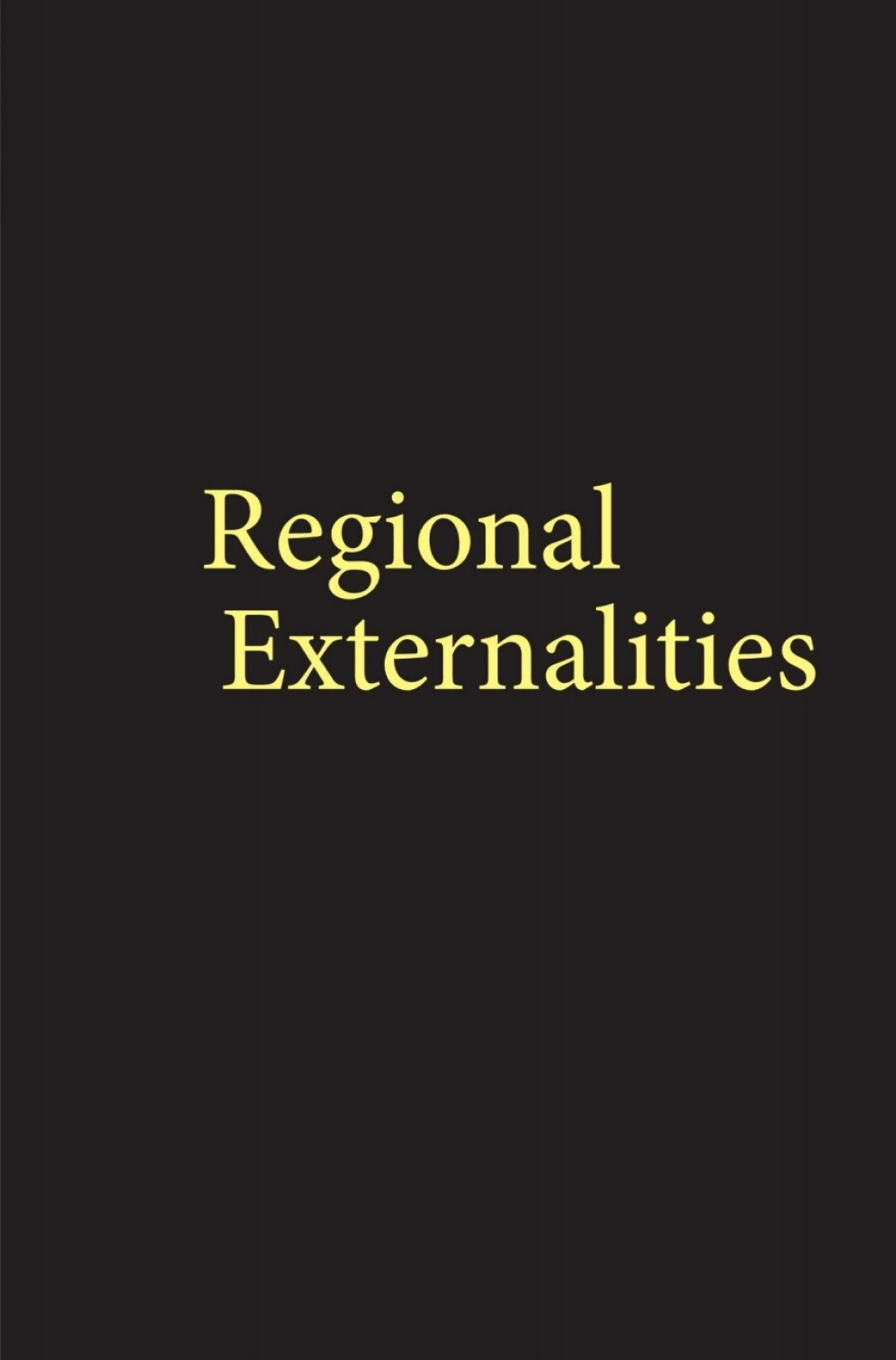 Regional Externalities 1st Edition