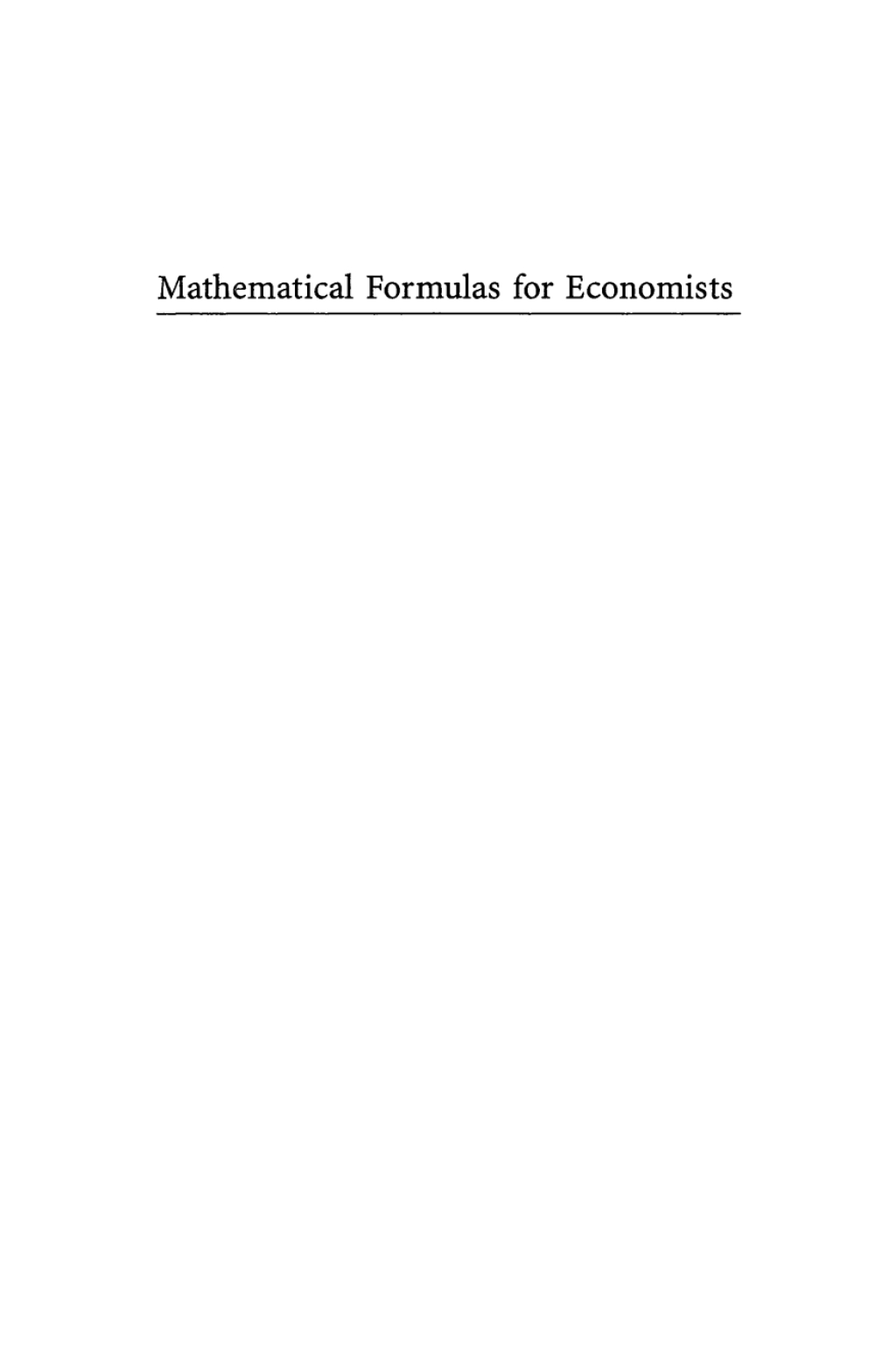 Mathematical Formulas for Economists 
