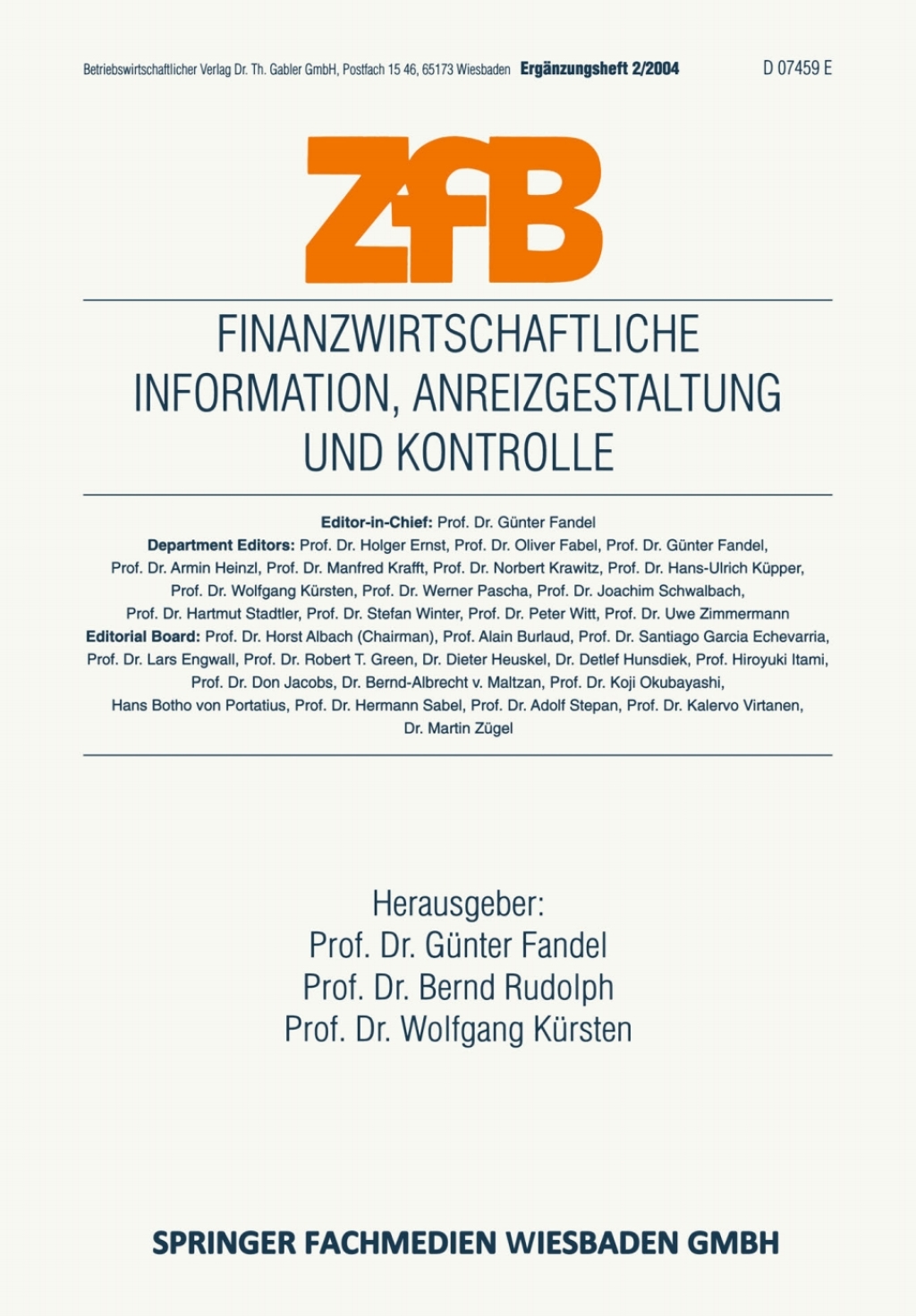 Finanzwirtschaftliche Information, Anreizgestaltung und Kontrolle 1st Edition