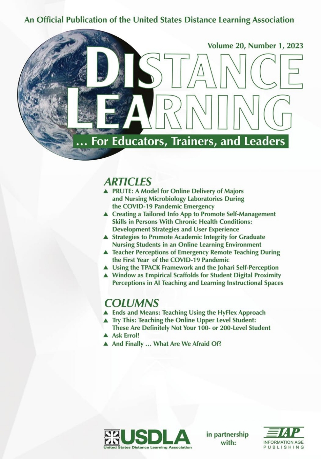 Distance Learning: Volume 20 #1 