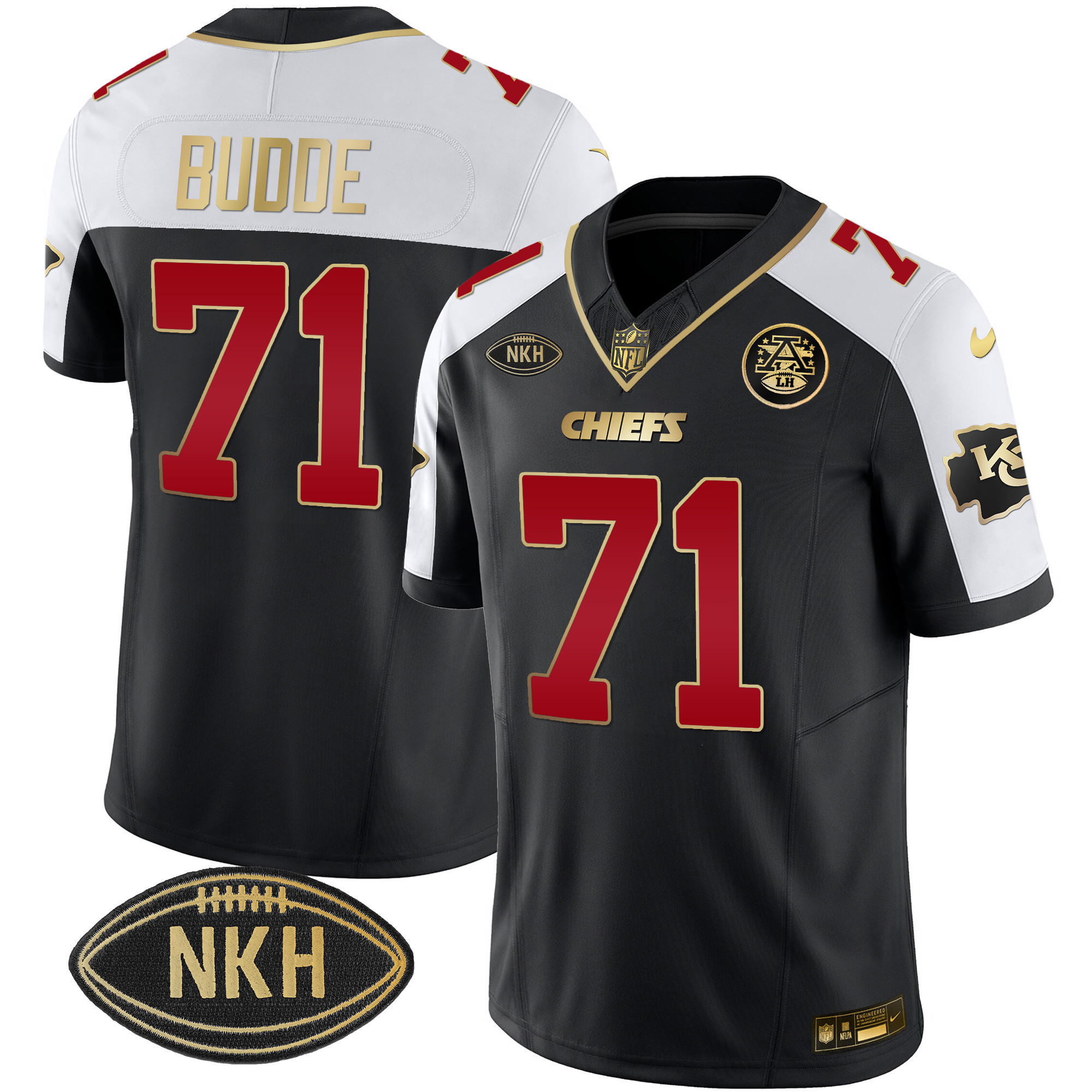 Ed Budde Kansas City Chiefs Gold Vapor Black Alternate Jersey - All Stitched 