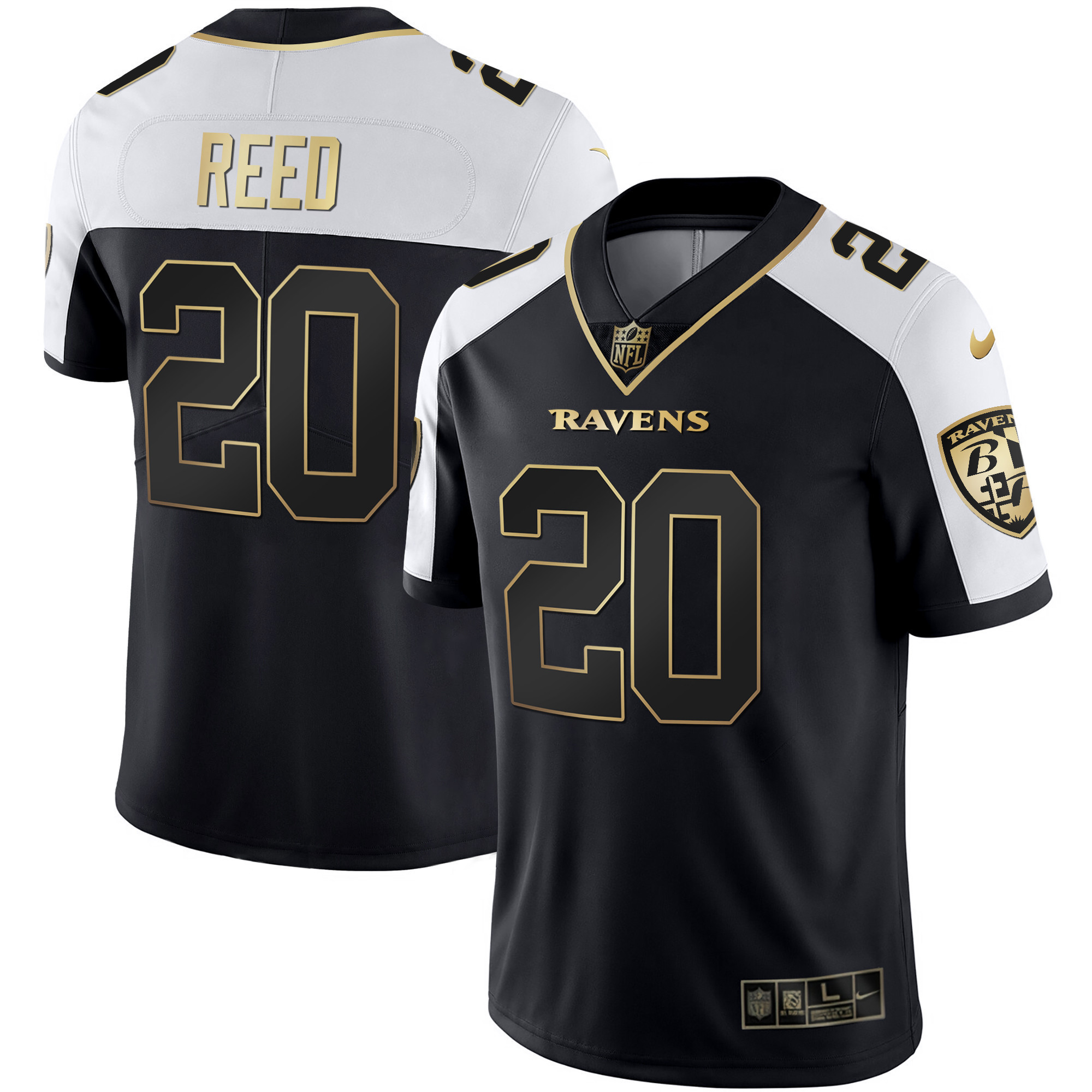 Ed Reed Men's Baltimore Ravens Gold Vapor Alternate Jersey All Stitched