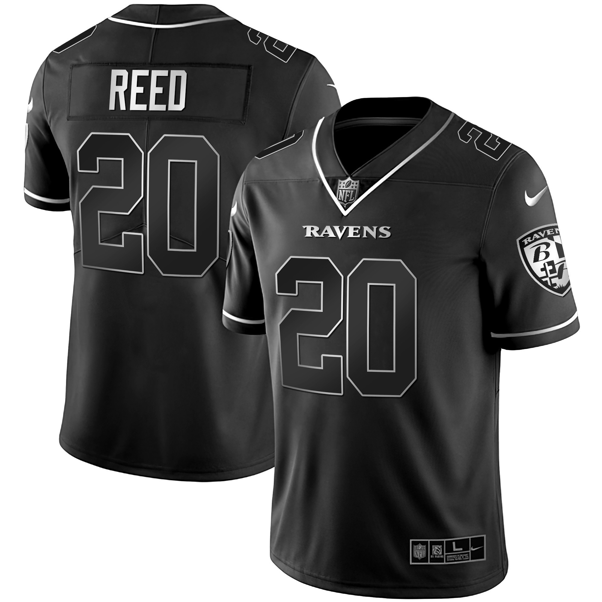 Ed Reed Men's Baltimore Ravens Gold Vapor Black Silver Jersey All Stitched