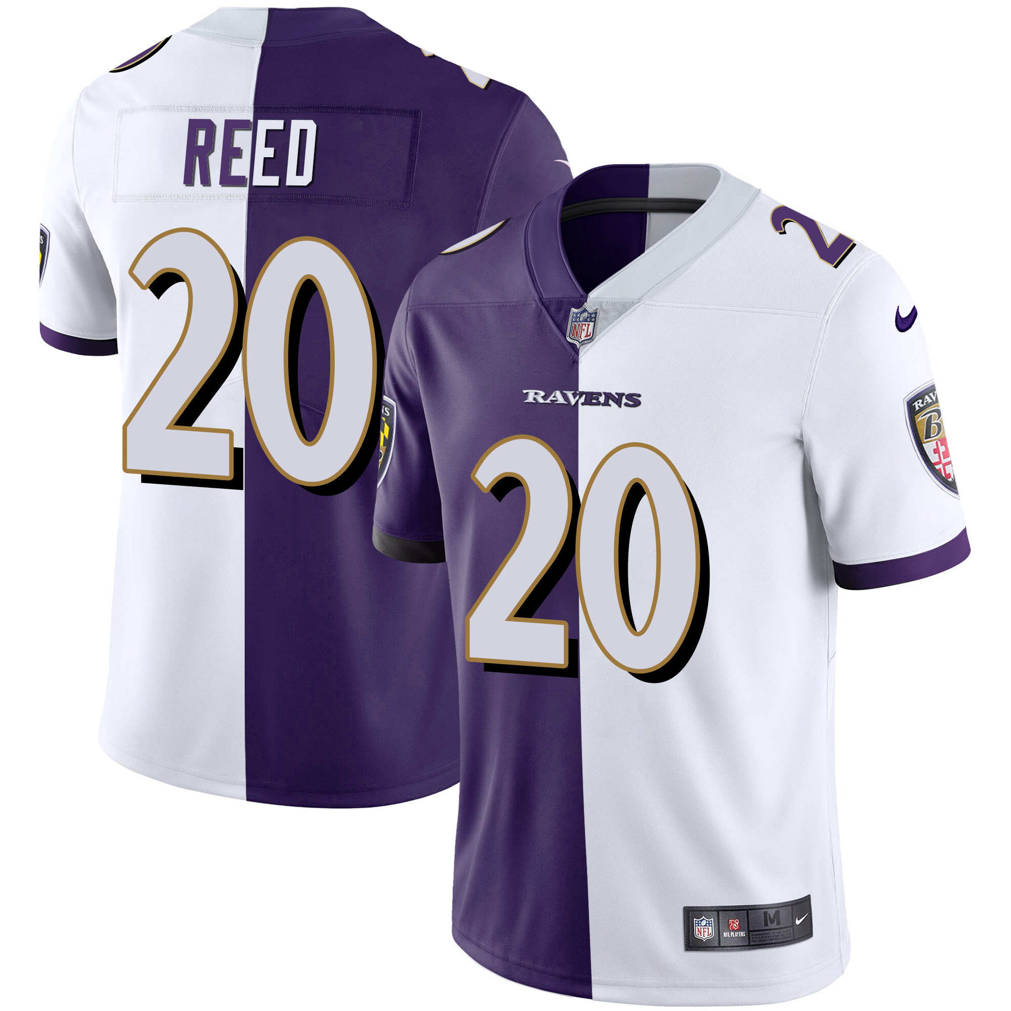 Ed Reed Men's Baltimore Ravens Gold Vapor Split Jersey All Stitched