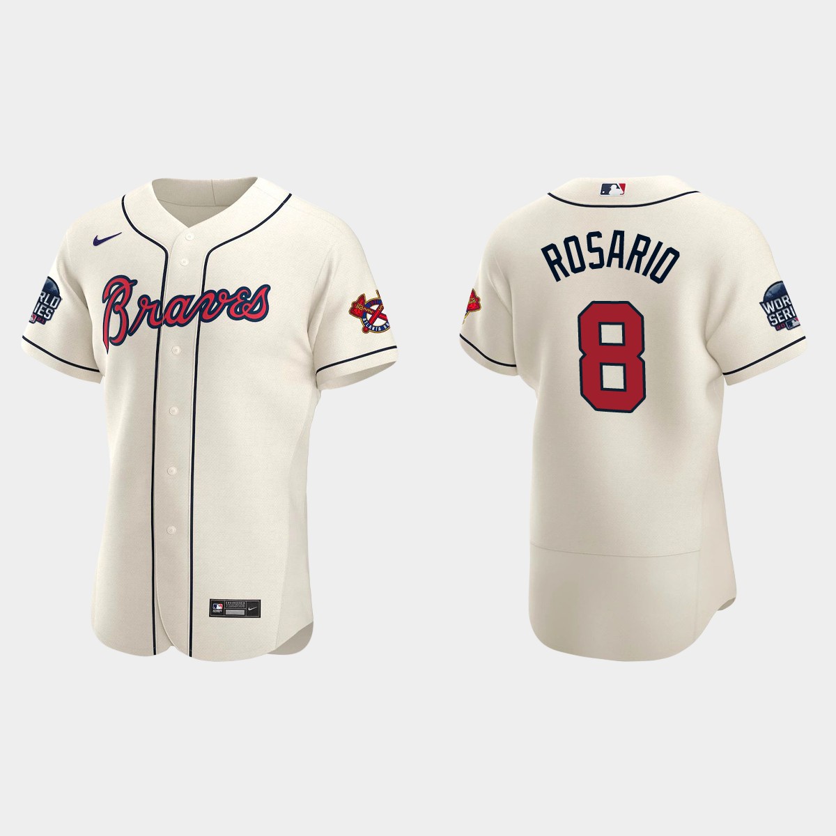 Eddie Rosario Atlanta Braves 2021 World Series Jersey - Cream