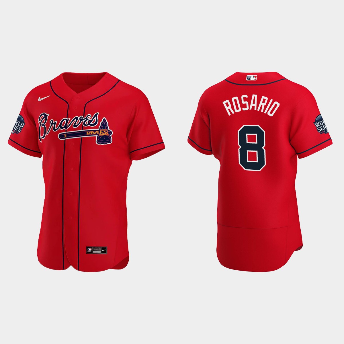 Eddie Rosario Atlanta Braves 2021 World Series Jersey – Red