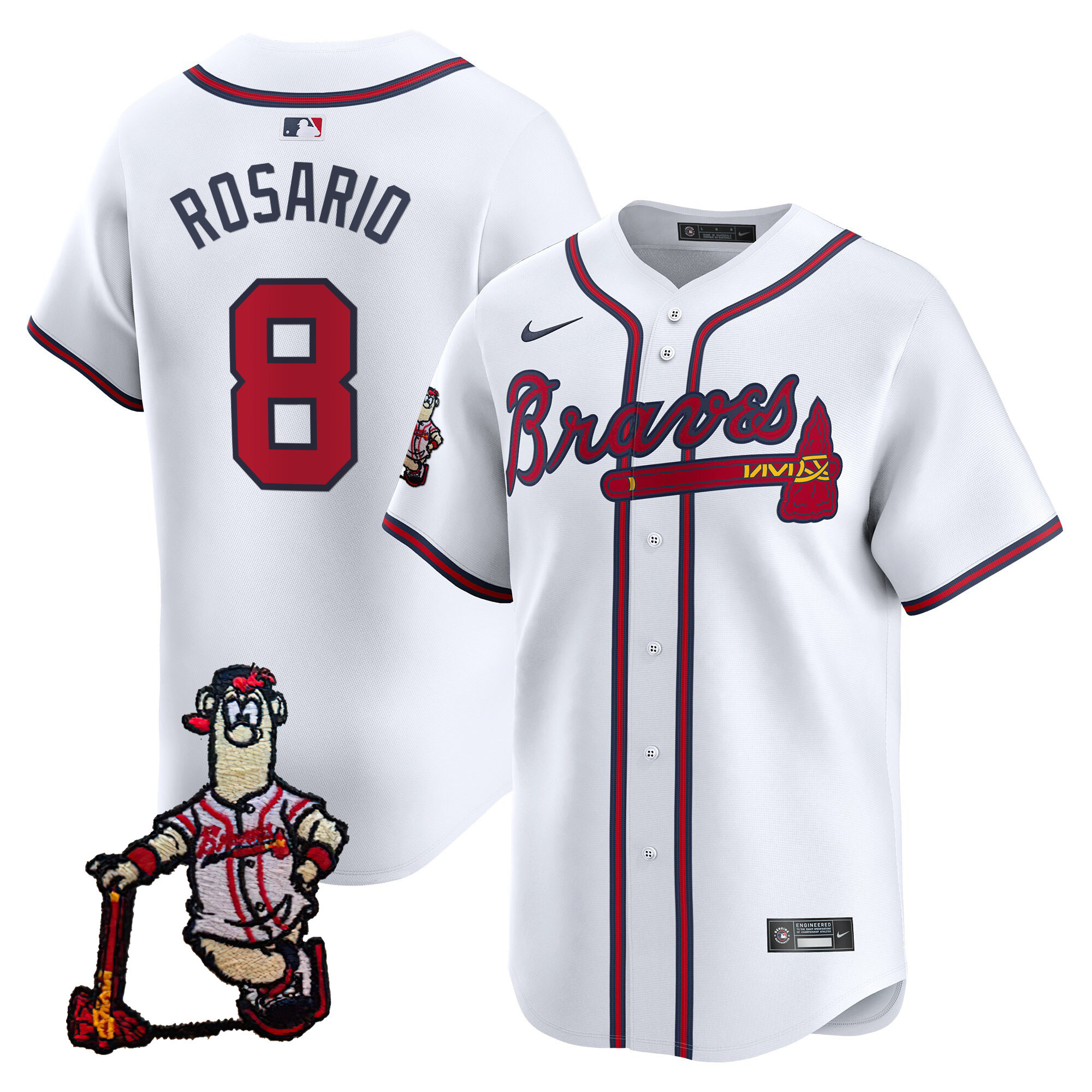 Eddie Rosario Men's Atlanta Braves Blooper Patch Vapor Premier Limited White Jersey - All Stitched