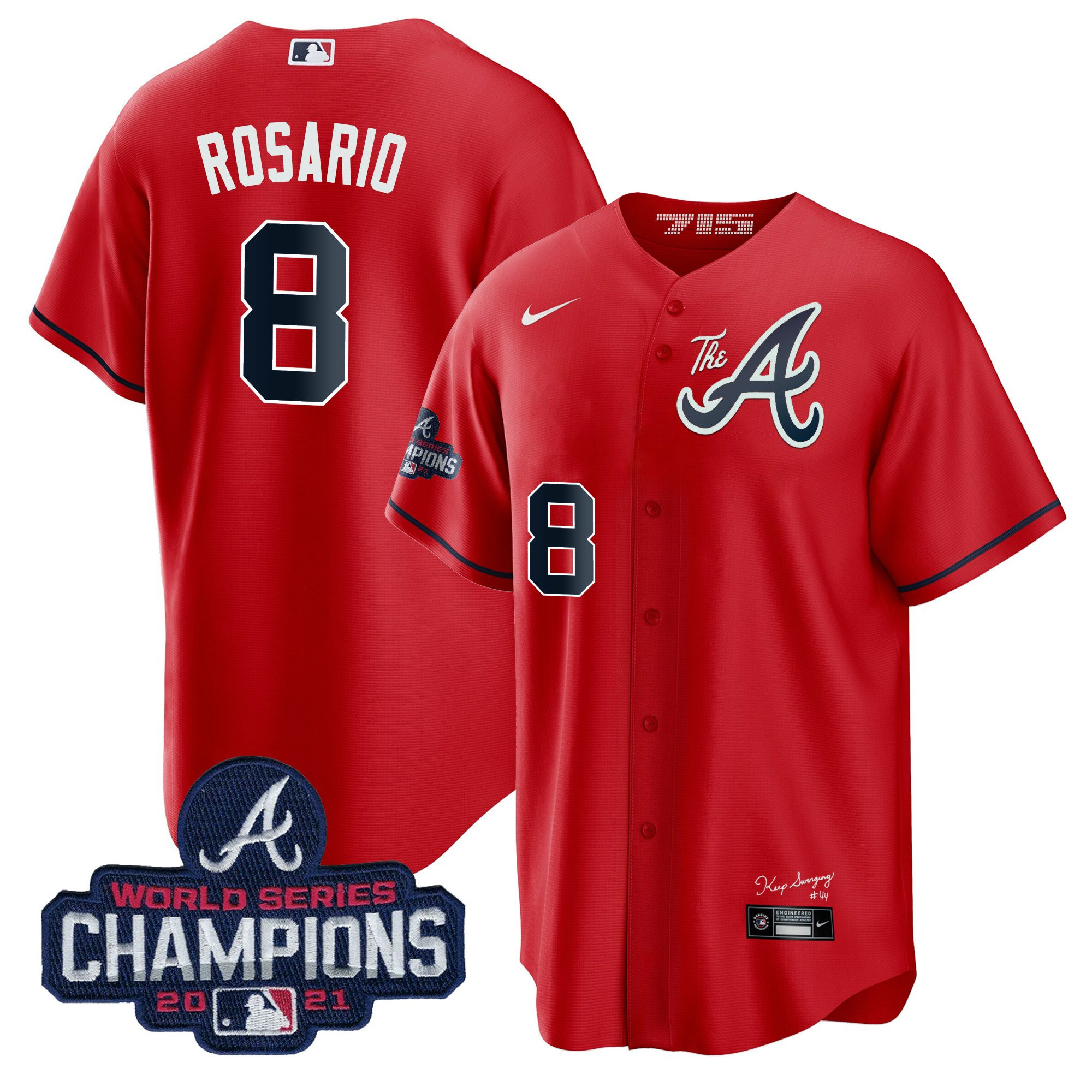 Eddie Rosario Men's Atlanta Braves Champions City Connect Gold Cool Base Red Jersey - All Stitched