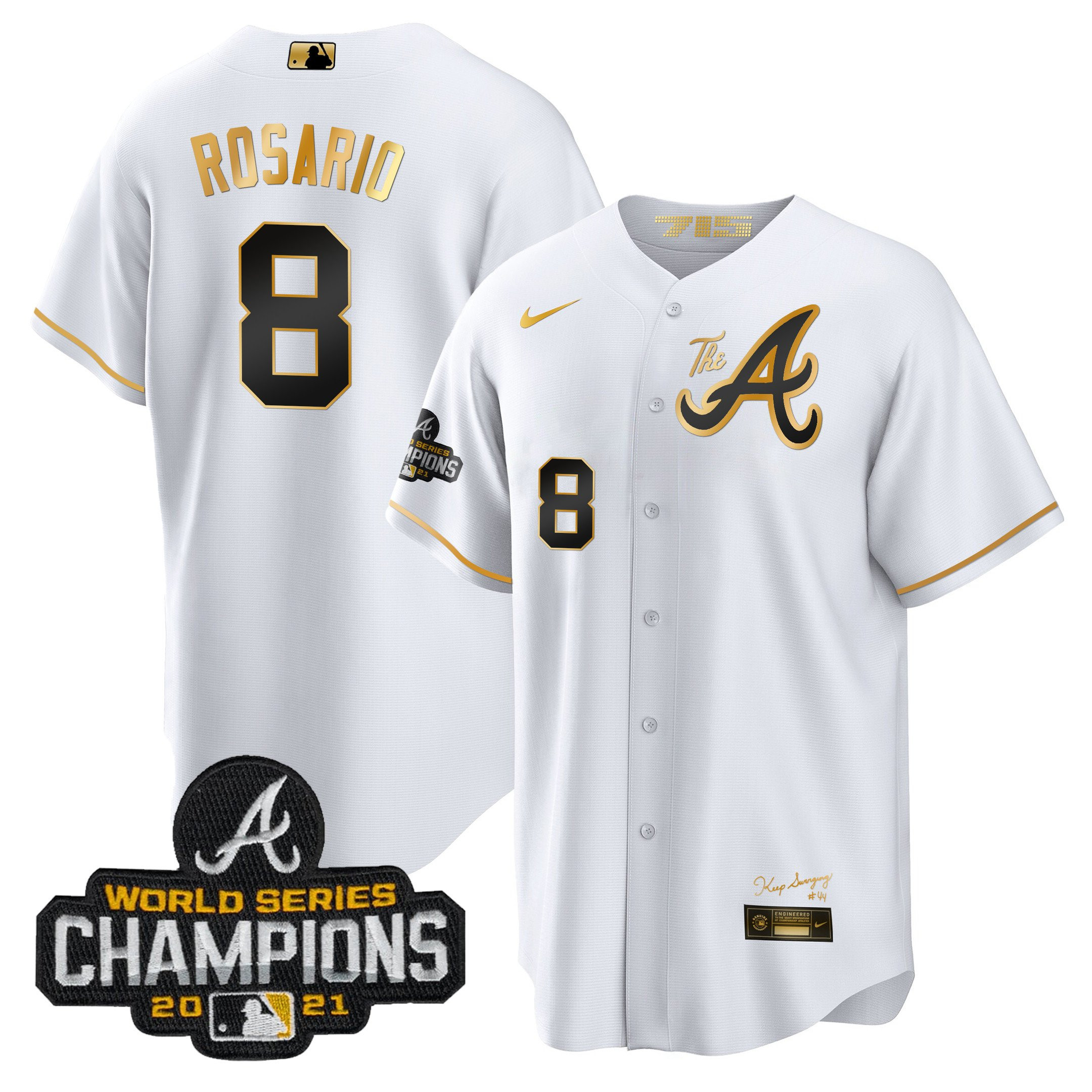 Eddie Rosario Men's Atlanta Braves Champions City Connect Gold Cool Base White Gold Jersey - All Stitched
