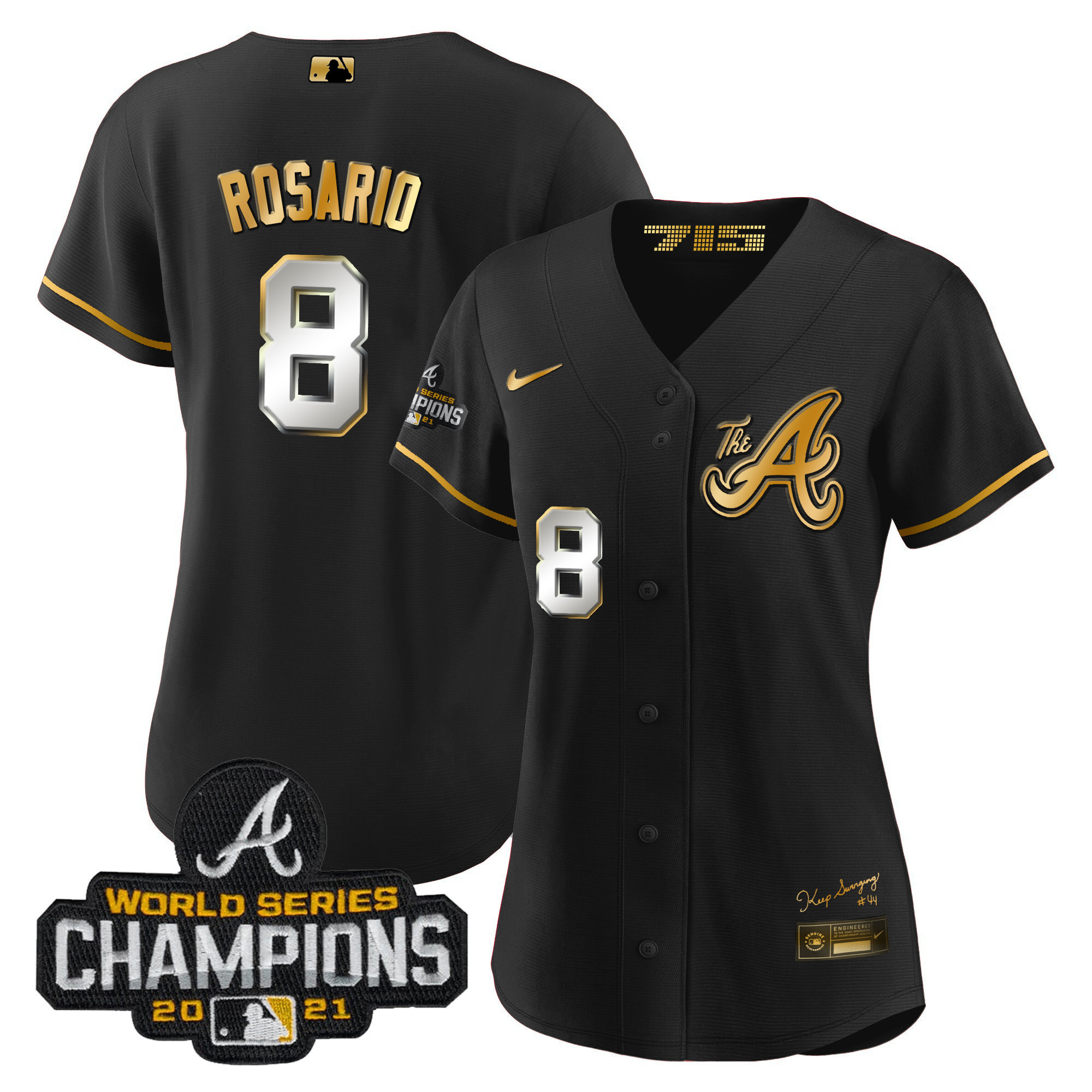Eddie Rosario Women's Atlanta Braves Champions City Connect Gold Black Gold Jersey - All Stitched