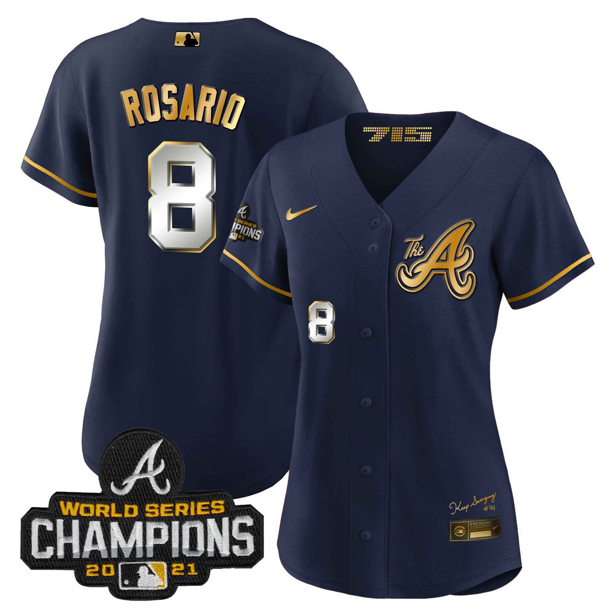 Eddie Rosario Women's Atlanta Braves Champions City Connect Gold Navy Gold Jersey - All Stitched