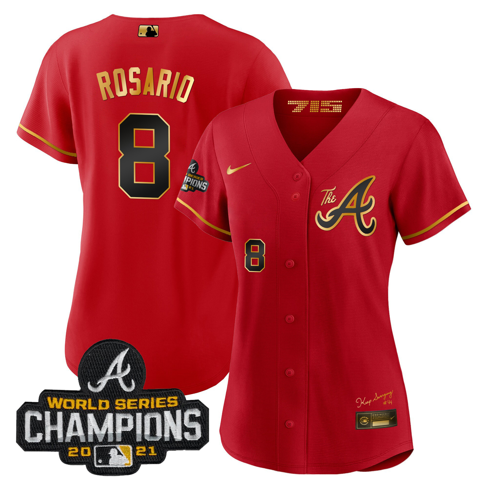 Eddie Rosario Women's Atlanta Braves Champions City Connect Gold Red Gold Jersey - All Stitched
