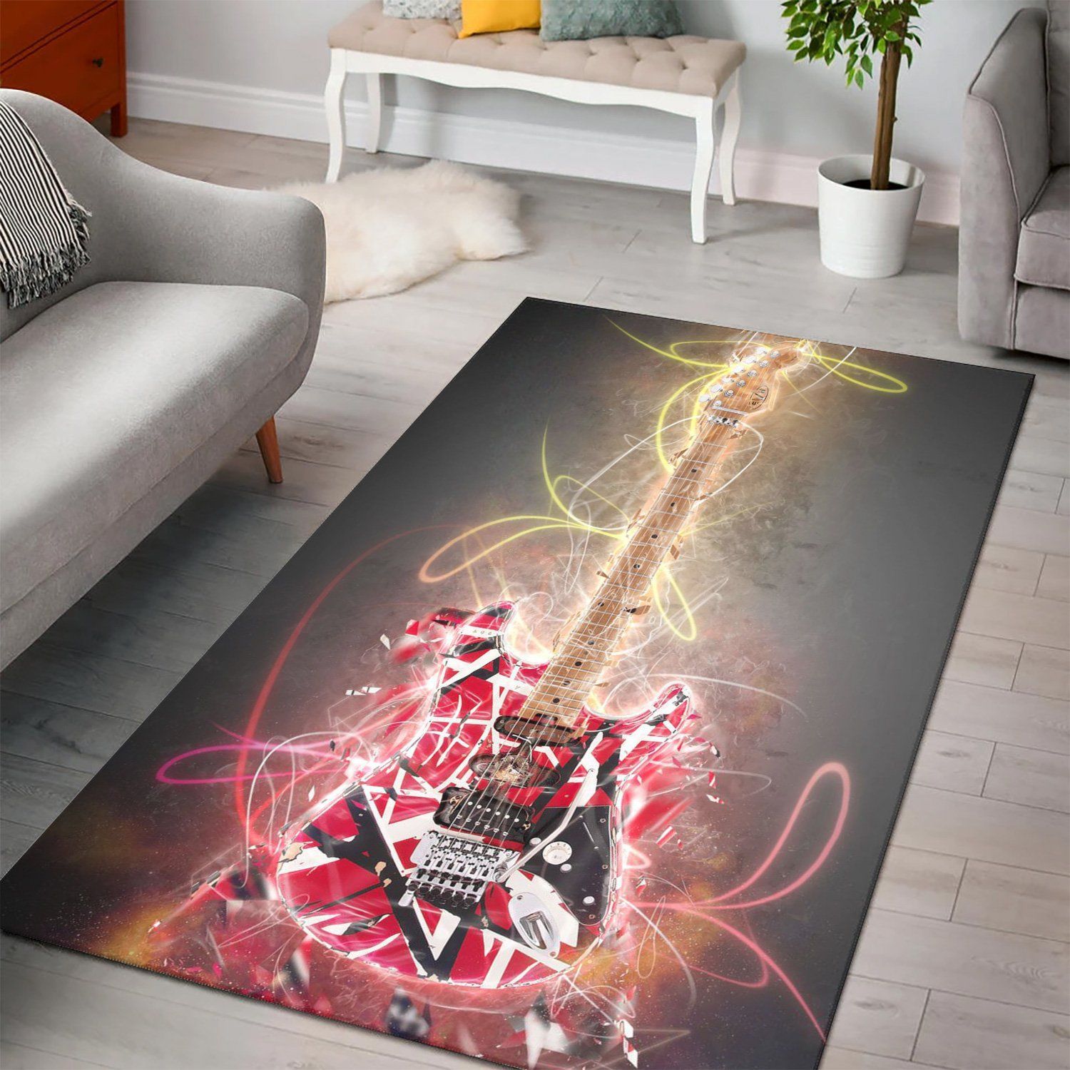 Eddie Van Halen Guitar Rectangle Rug – Custom Size And Printing