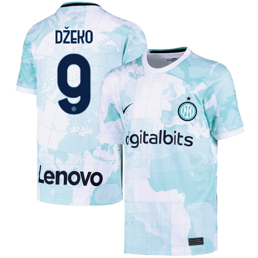Edin D?eko 9 Inter Milan 2022/23 Away Jersey – Youth, Light Green