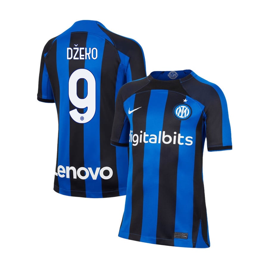 Edin D?eko 9 Inter Milan 2022/23 Home Jersey – Youth, Black/Blue