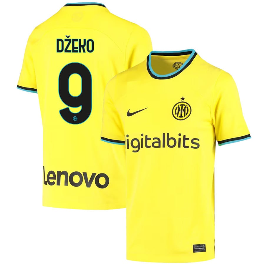Edin D?eko 9 Inter Milan 2022/23 Third Jersey – Youth, Yellow