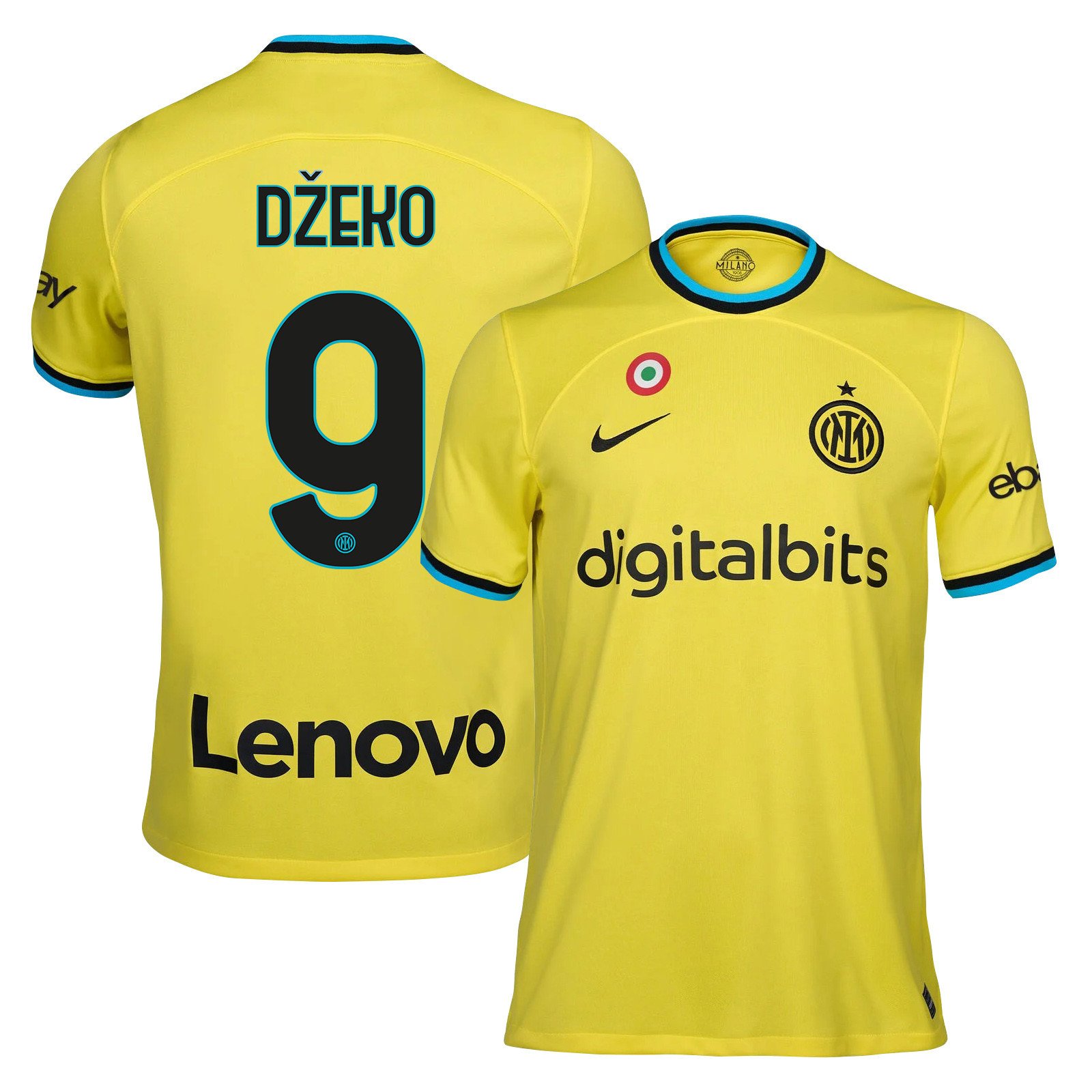 Edin D?eko 9 Inter Milan 2022/23 Third Men Jersey – Yellow