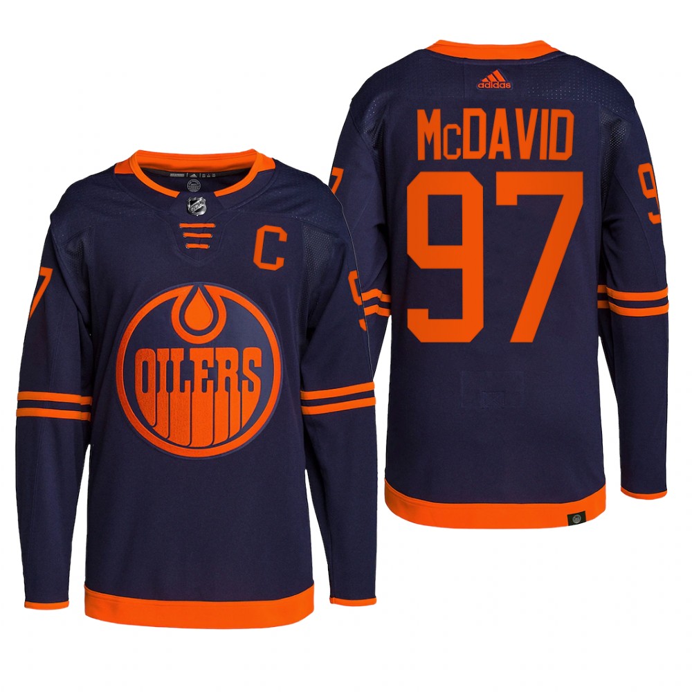 Edmonton Oilers 2022 Alternate Jersey Connor McDavid Navy #97 Primegreen Pro Uniform