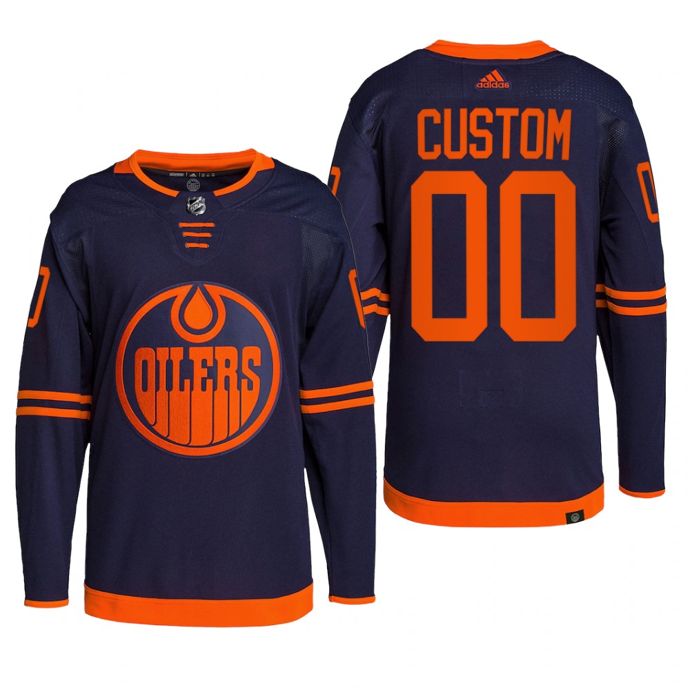 Edmonton Oilers 2022 Alternate Jersey Custom Navy #00 Primegreen Pro Uniform