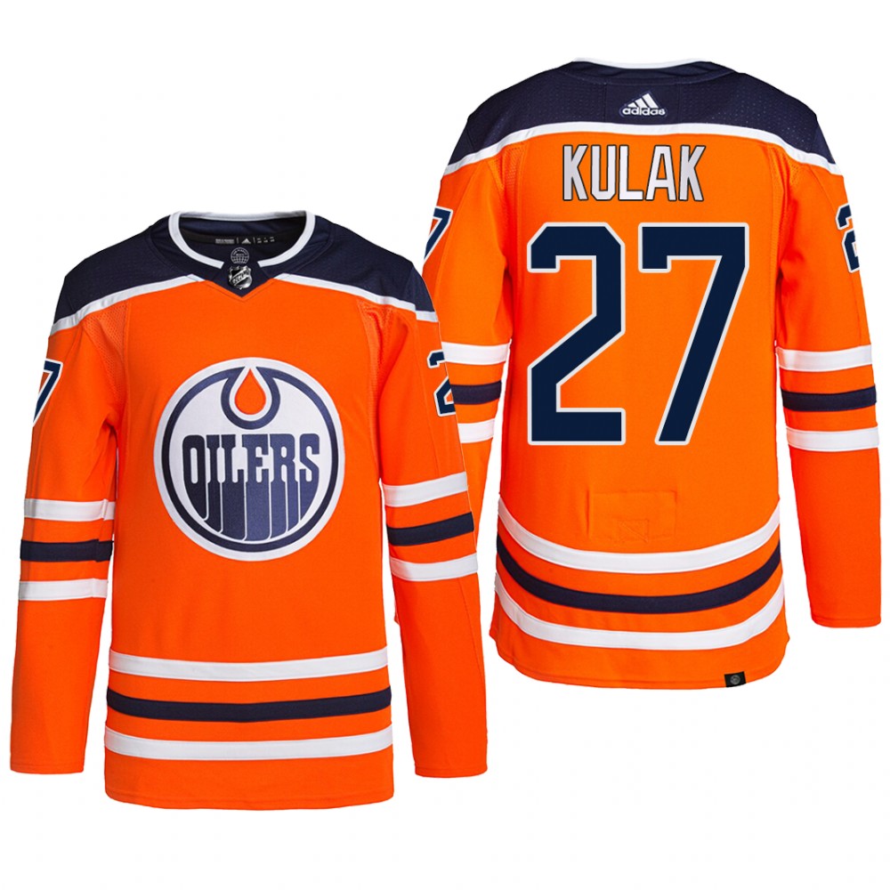 Edmonton Oilers 2022 Home Jersey Brett Kulak Orange #27 Primegreen Pro Uniform