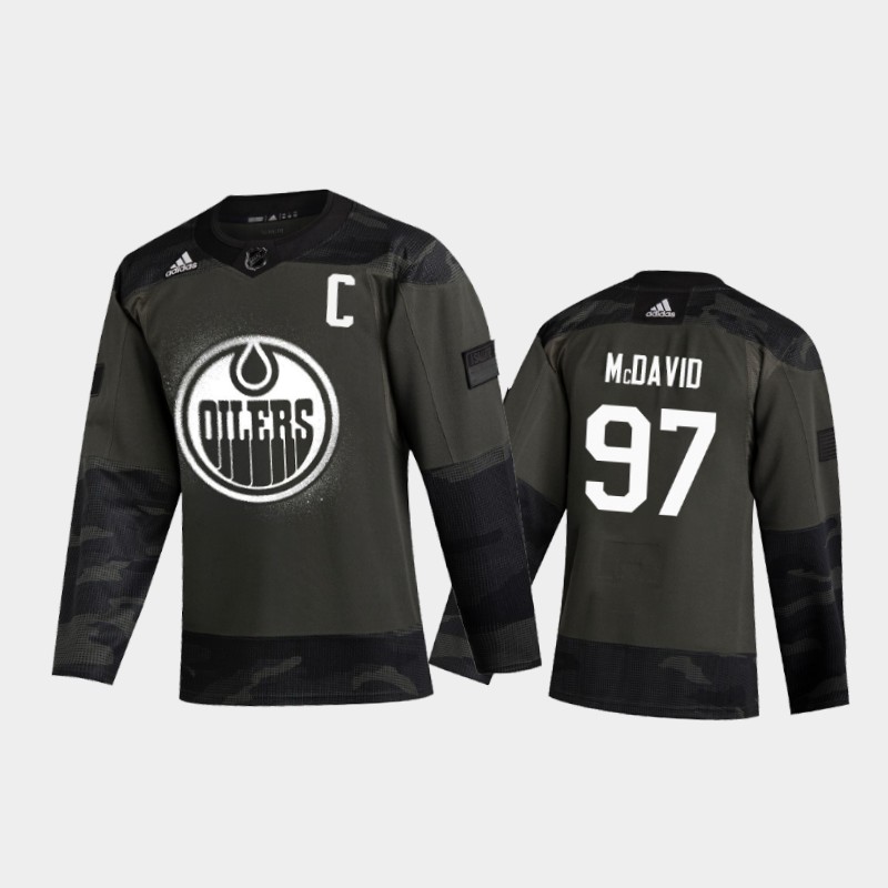Edmonton Oilers Connor McDavid #97 2019 Veterans Day Camo Practice Jersey