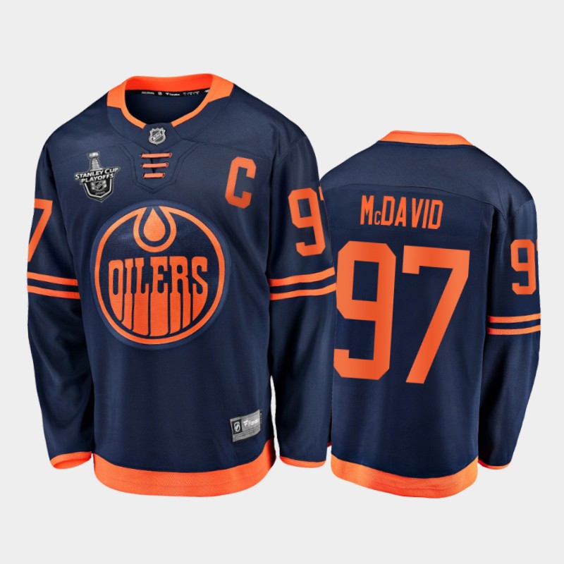 Edmonton Oilers Connor McDavid #97 2020 Stanley Cup Playoffs Navy Alternate Jersey