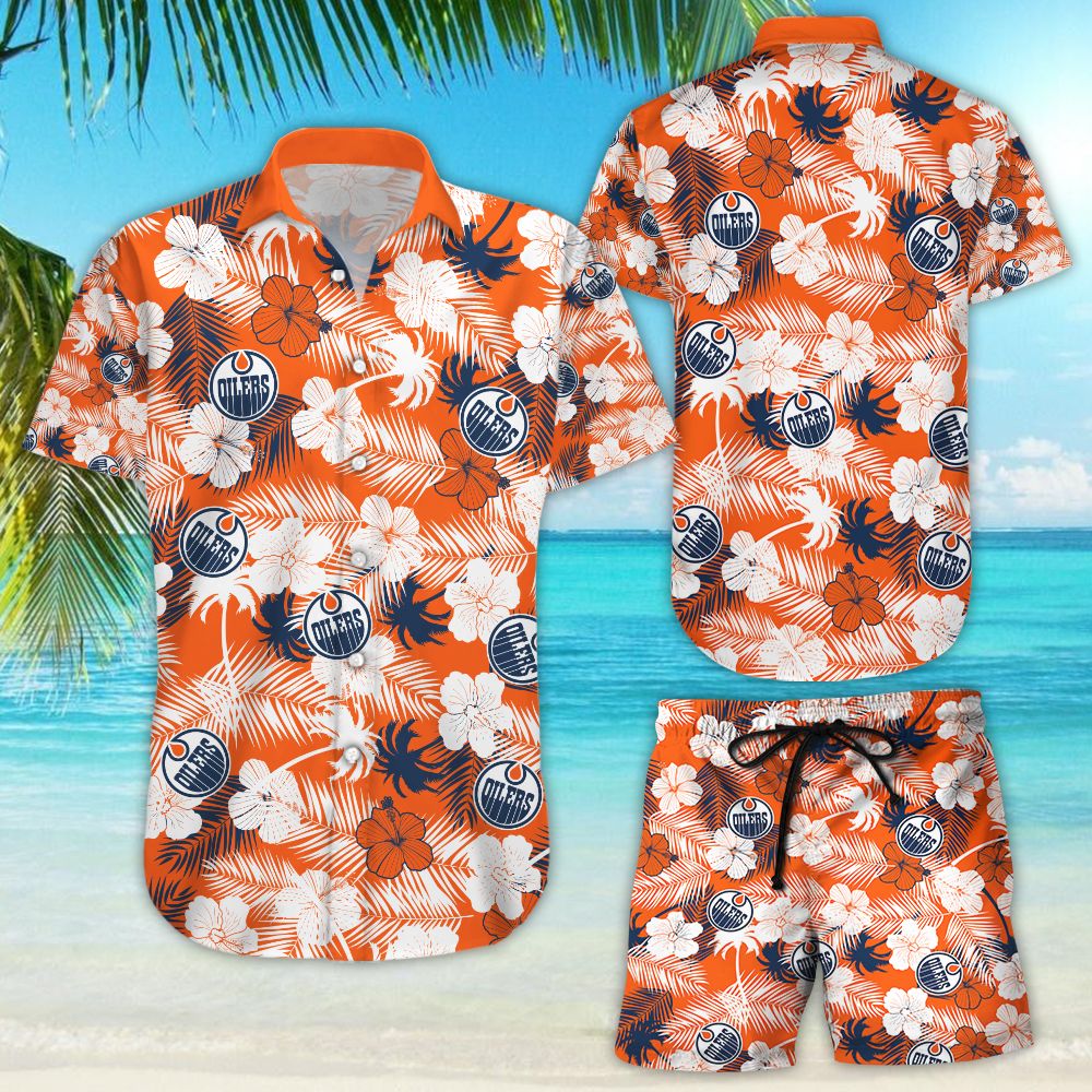 Edmonton Oilers Hawaii Floral Hawaiian Beach Shirt